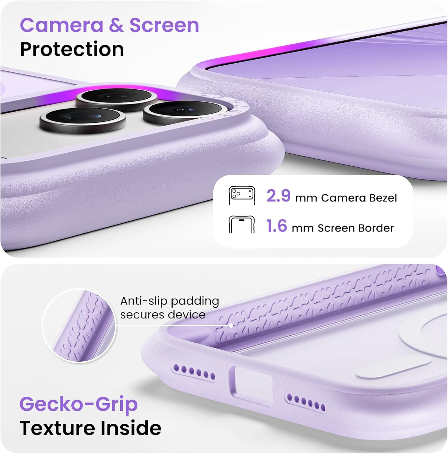 Detalle de ORNARTO iPhone 18 Pro Case for MagSafe, Pastel Lilac Translucent Matte