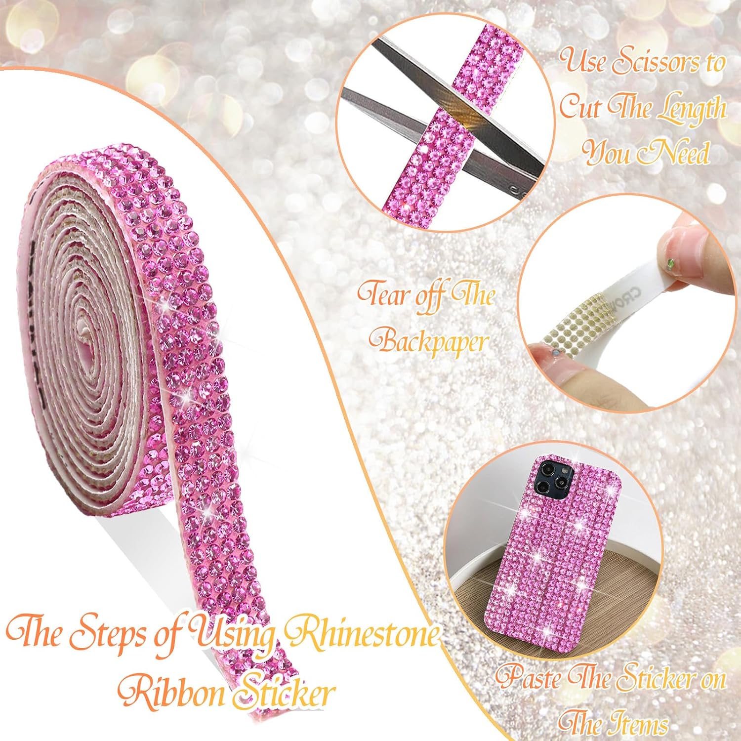 Thumbnail 1 de FULZTEY Rhinestone Ribbon, 2 mm Gems