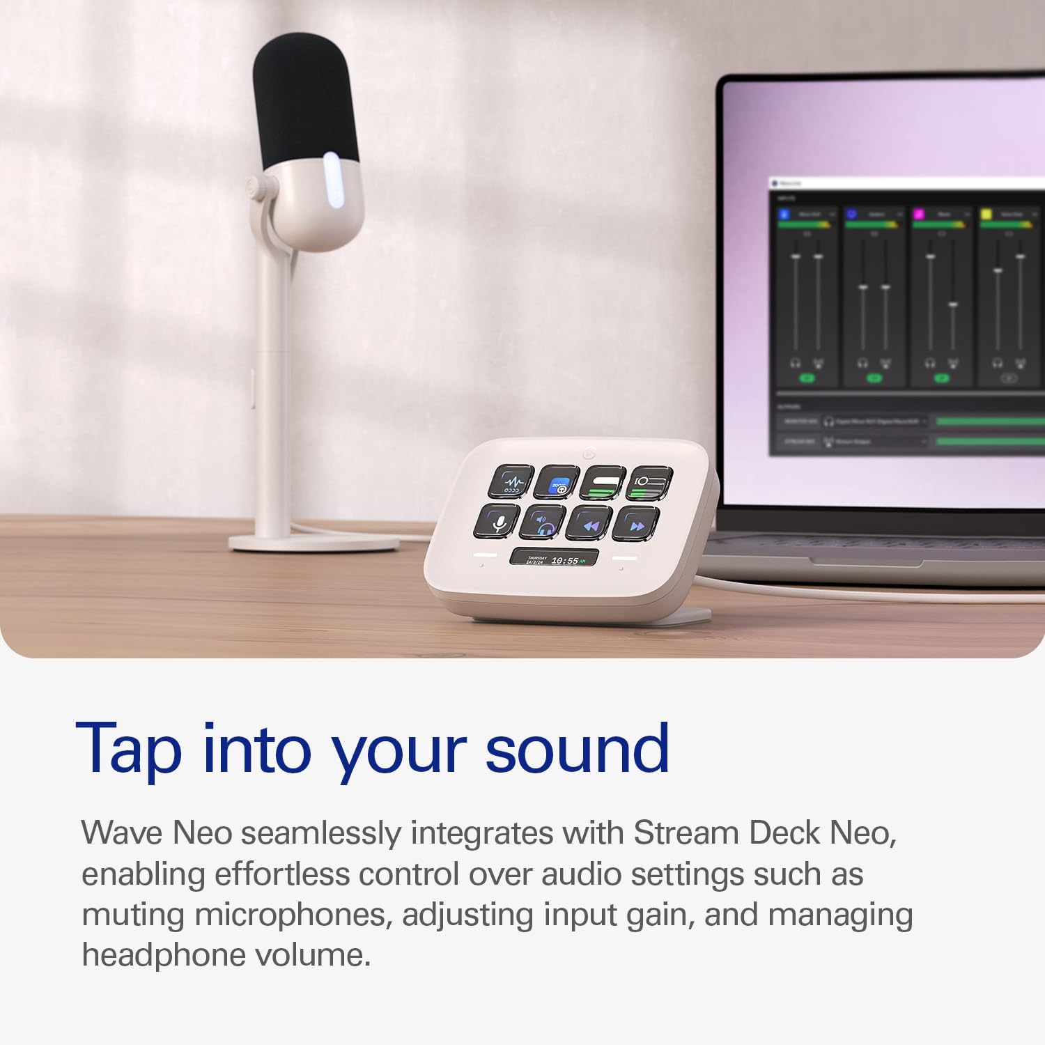 Thumbnail 6 de Elgato Wave Neo USB Condenser Microphone with Tap-to-Mute and Headphone Monitoring