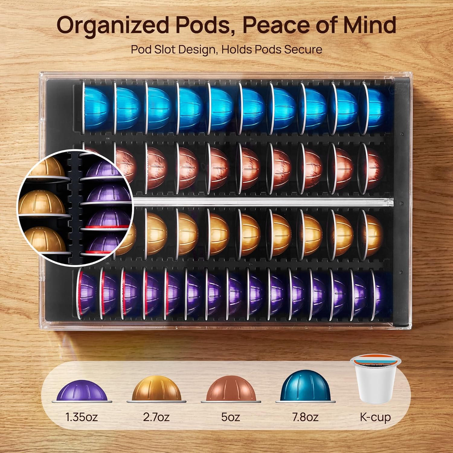 Thumbnail 3 de Vtopmart Coffee Pod Drawer Organizer for Nespresso Vertuo Pods — Holds 40 Large or 60 Small Capsules