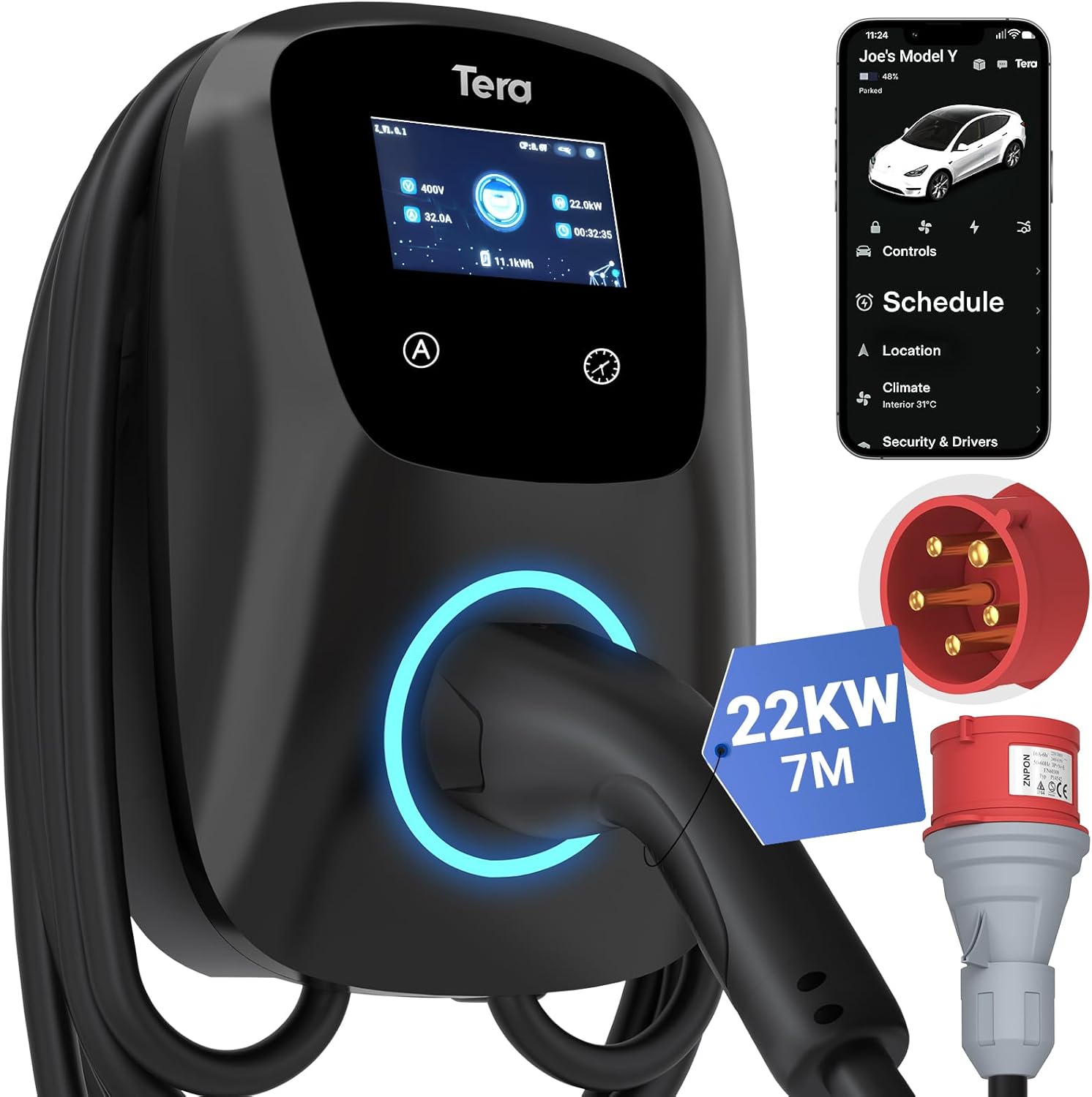 Tera EV W01 caricabatterie wallbox Tipo 2 32A 7 m ⚡