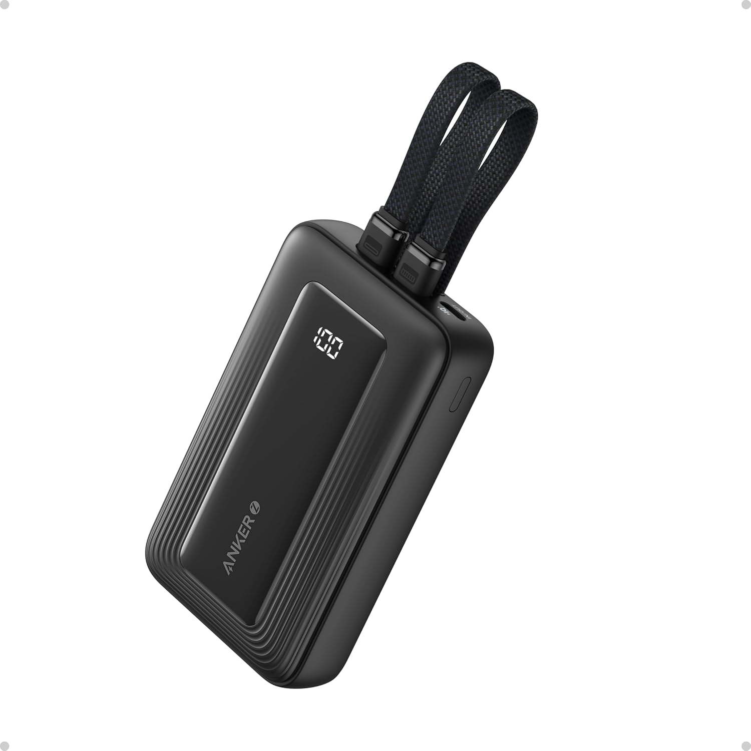 Detalle de Anker Power Bank 10000mAh 30W con cavi integrati Lightning e USB-C certificati MFi