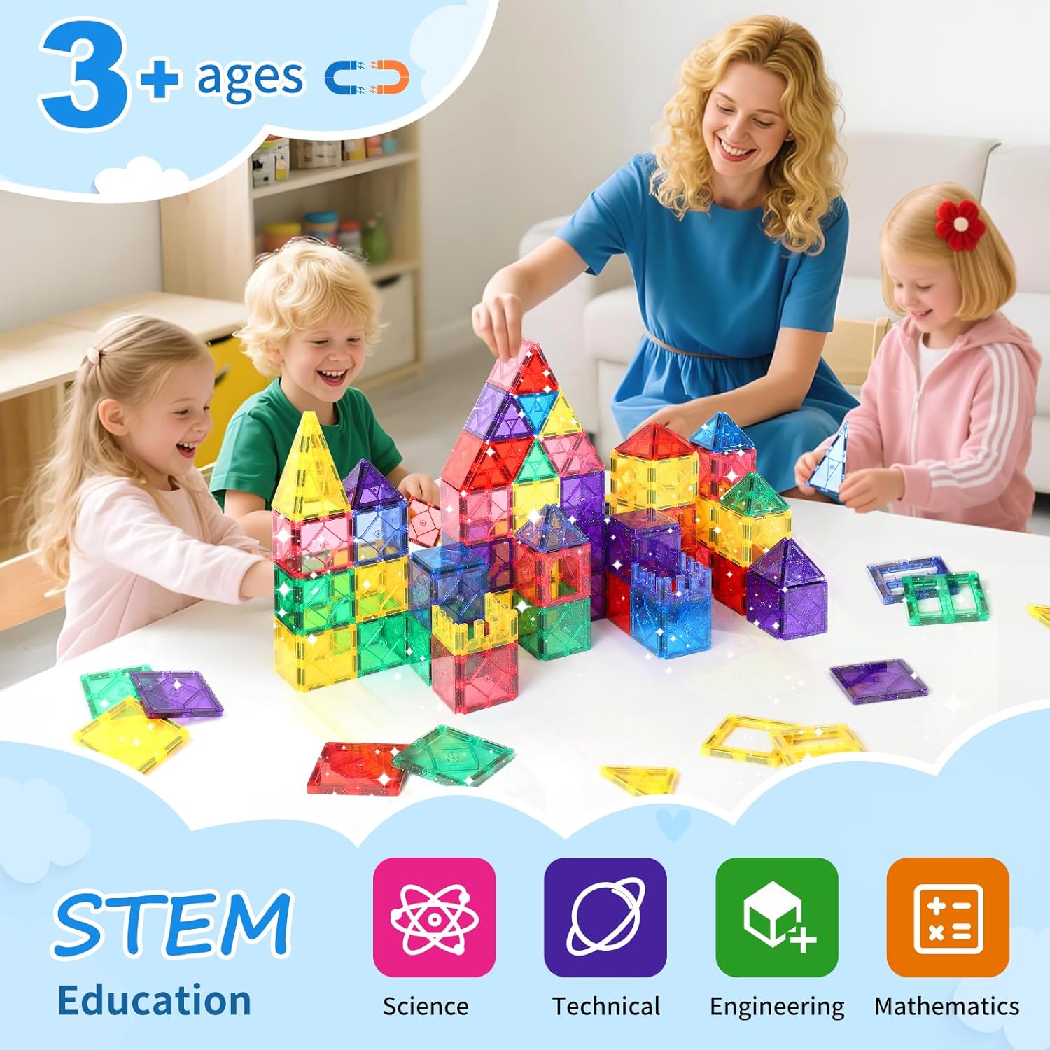 Thumbnail 2 de Magnetic Tiles 100-piece glitter STEM set 🧩