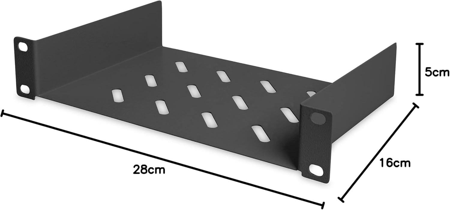 Thumbnail 6 de DIGITUS 1HE 10-Zoll Fachboden (254 mm) für Netzwerk-Schrank, perforiertes Stahlblech in Schwarz