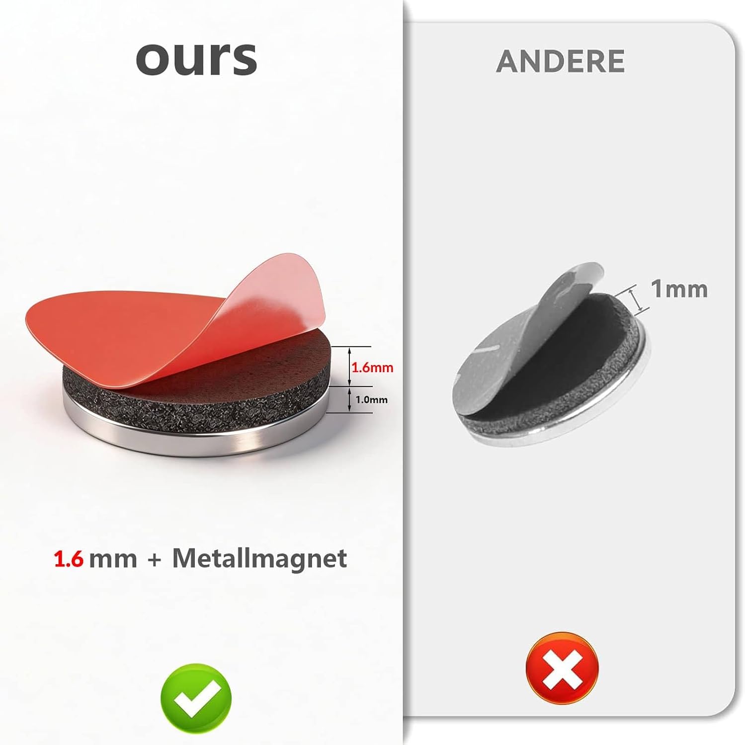 Detalle de 12er Magnetische Ersatz-Klebepads für Needit Park Scheiben – rückstandsfrei, 1,6 mm, Nachfüllpackung