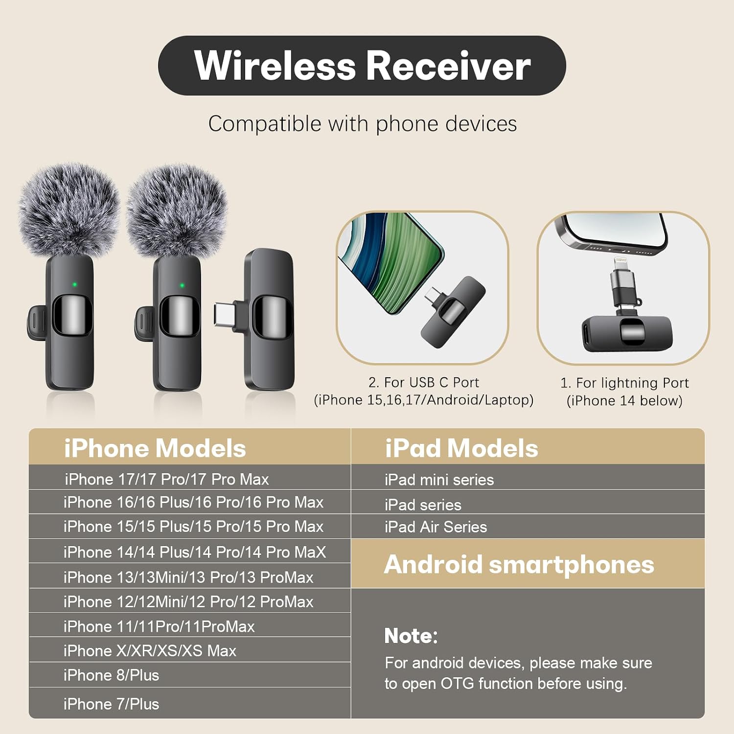 Thumbnail 1 de MAYBESTA WM351A Wireless Lavalier Microphone Kit with USB-C and Lightning Adapter