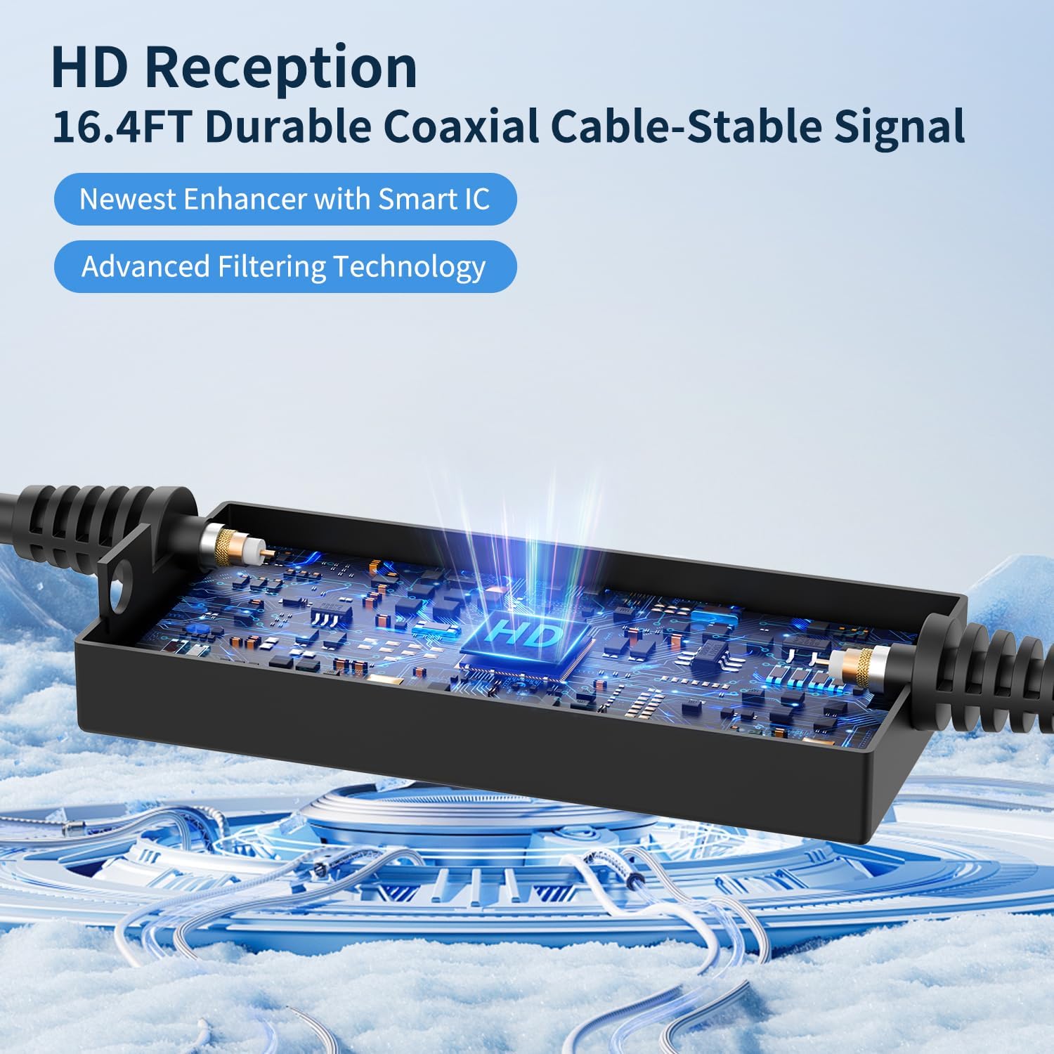 Thumbnail 3 de BEIMQN 2026 Indoor TV Antenna (VHF/UHF) for Smart & Older TVs with 360° Reception