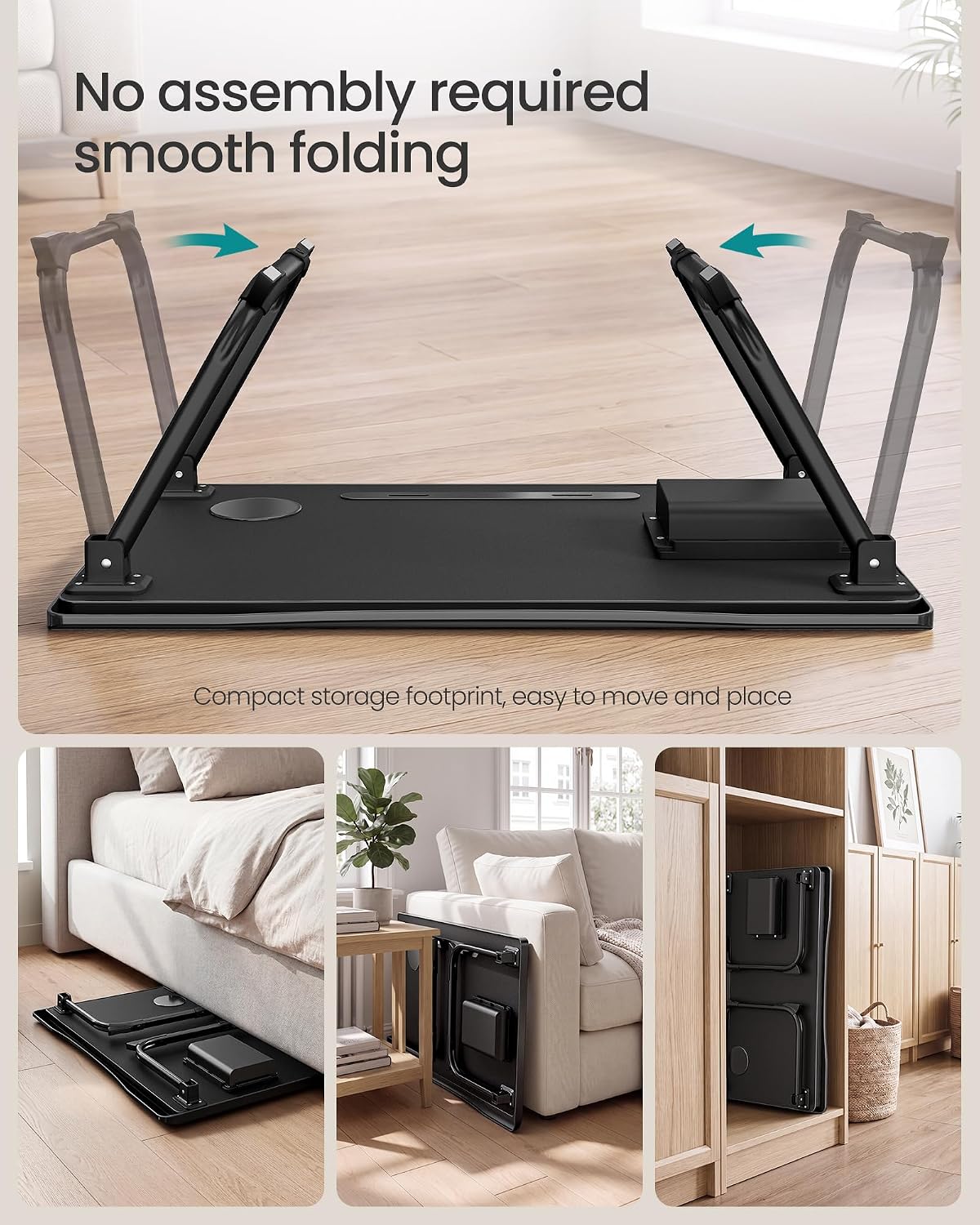 Detalle de SONGMICS ULLD120B101 Foldable Lap Desk with Cup Holder, Tablet Slot and Drawer