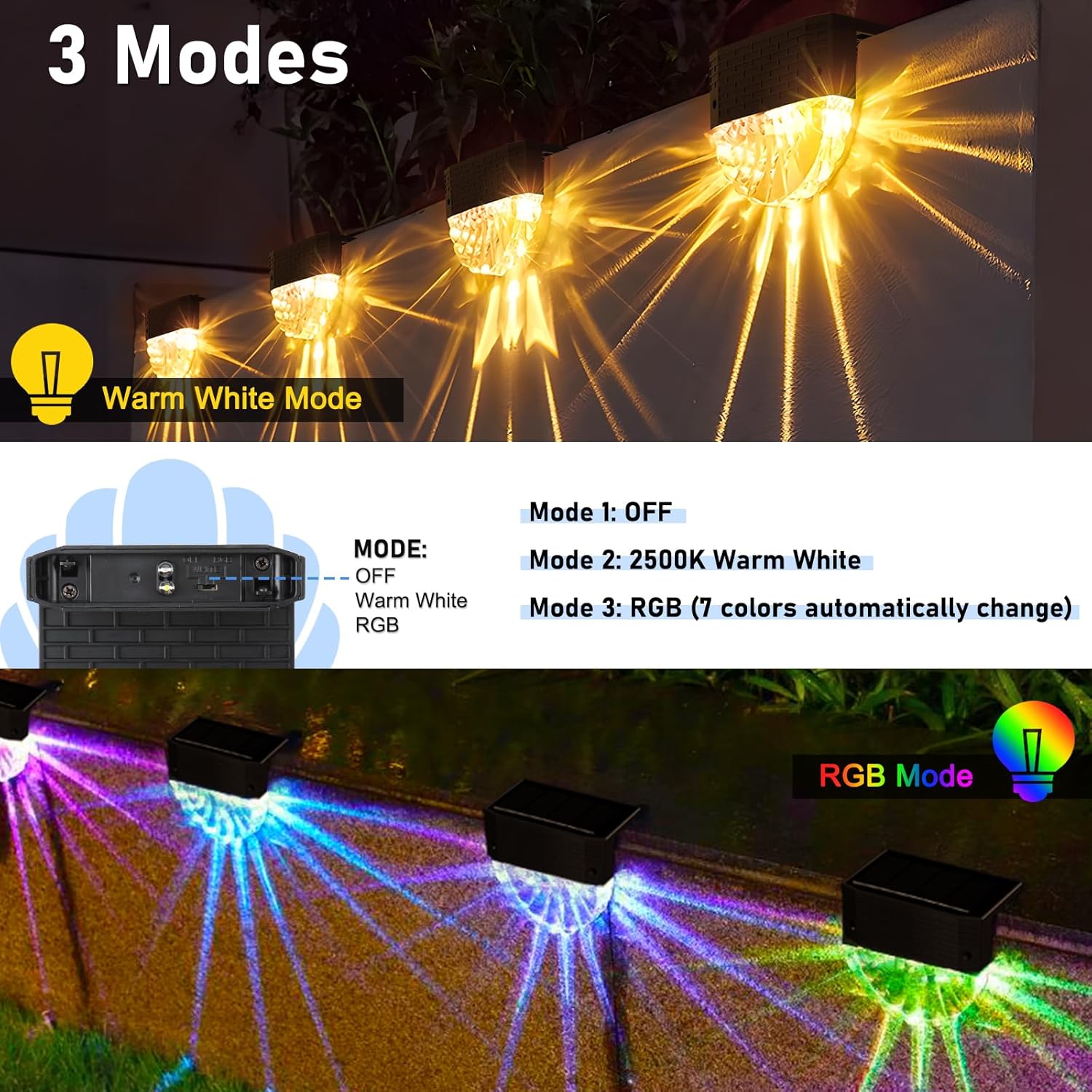 Thumbnail 2 de FIFlying Solarlampen für Außen: 4-teiliges Set mit IP65-Schutz – 3 Modi, automatische Ein-/Ausschaltung