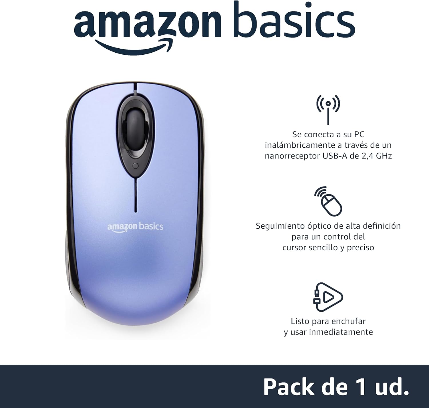 Thumbnail 1 de Amazon Basics Ratón inalámbrico azul 🖱