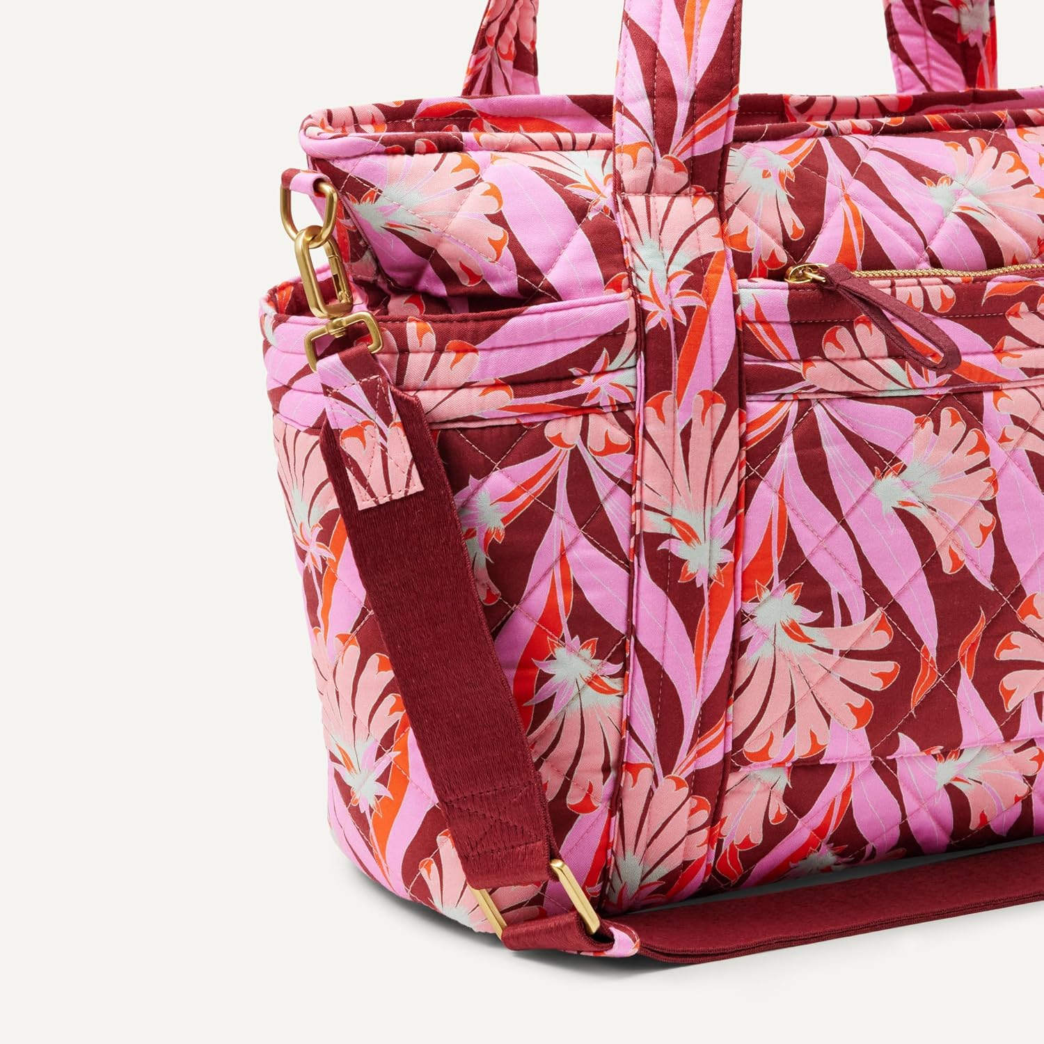 Detalle de Amazon Essentials Damen Gesteppte Handtasche aus Baumwolle – Alltagstaugliche Umhängetasche mit gepolstertem Griff