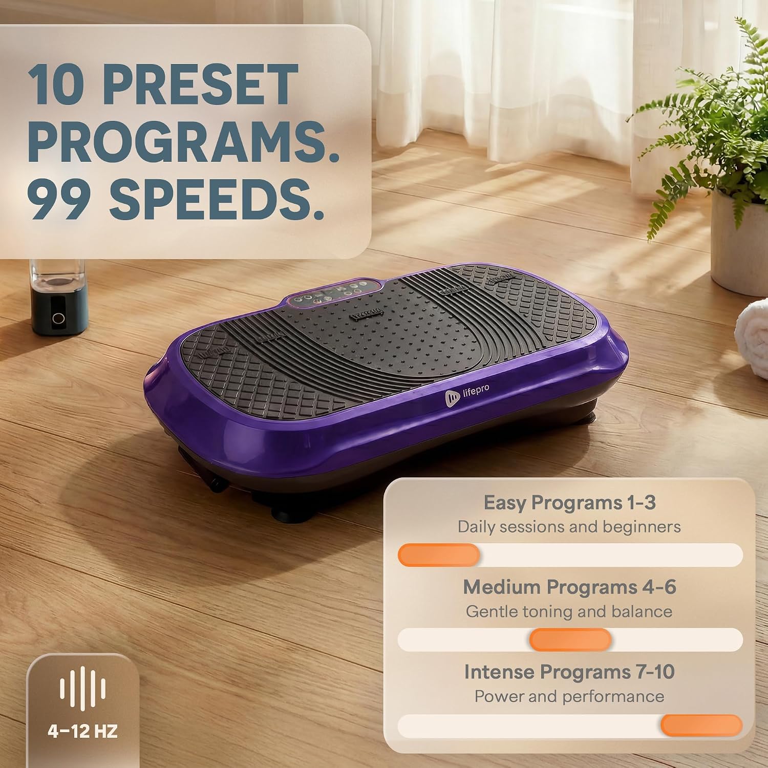 Detalle de Lifepro LP-WVR-PRPL Waver Vibration Plate, Dual-Action Motion, 10 Modes