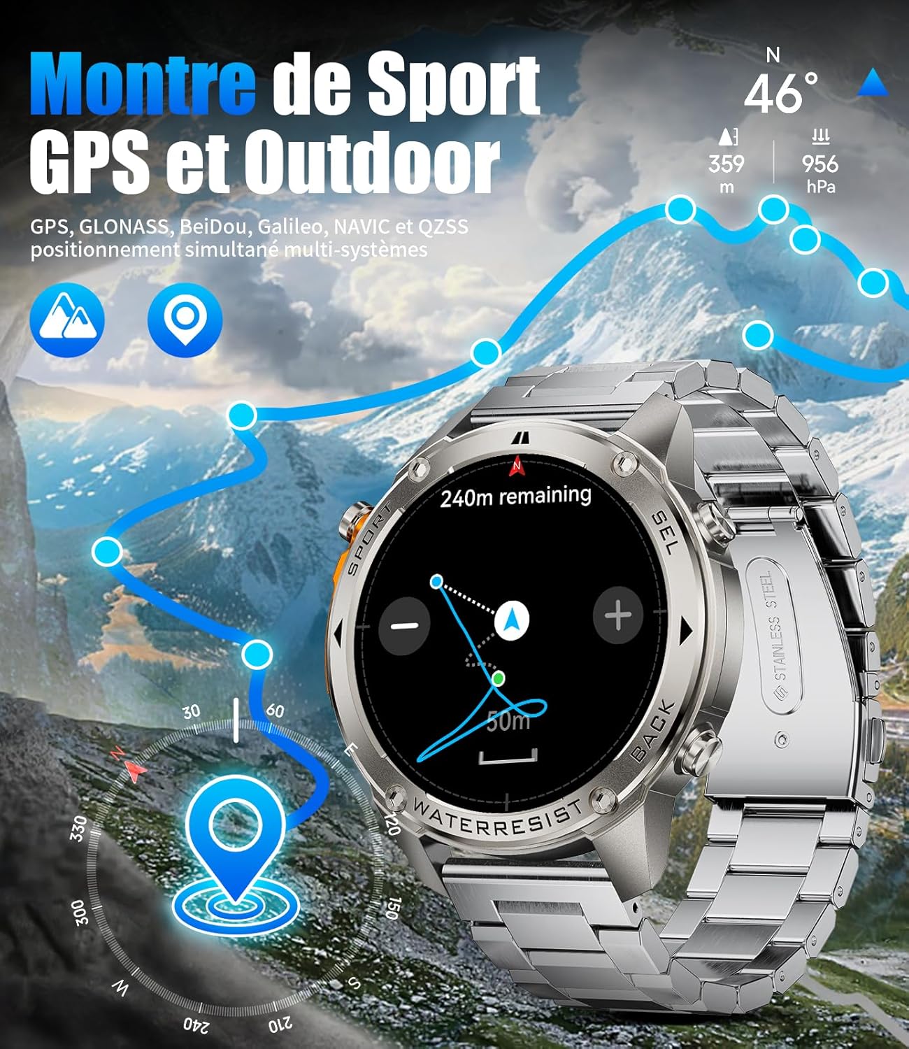 Thumbnail 1 de LIGE GPS Montre Connectée 1,43"