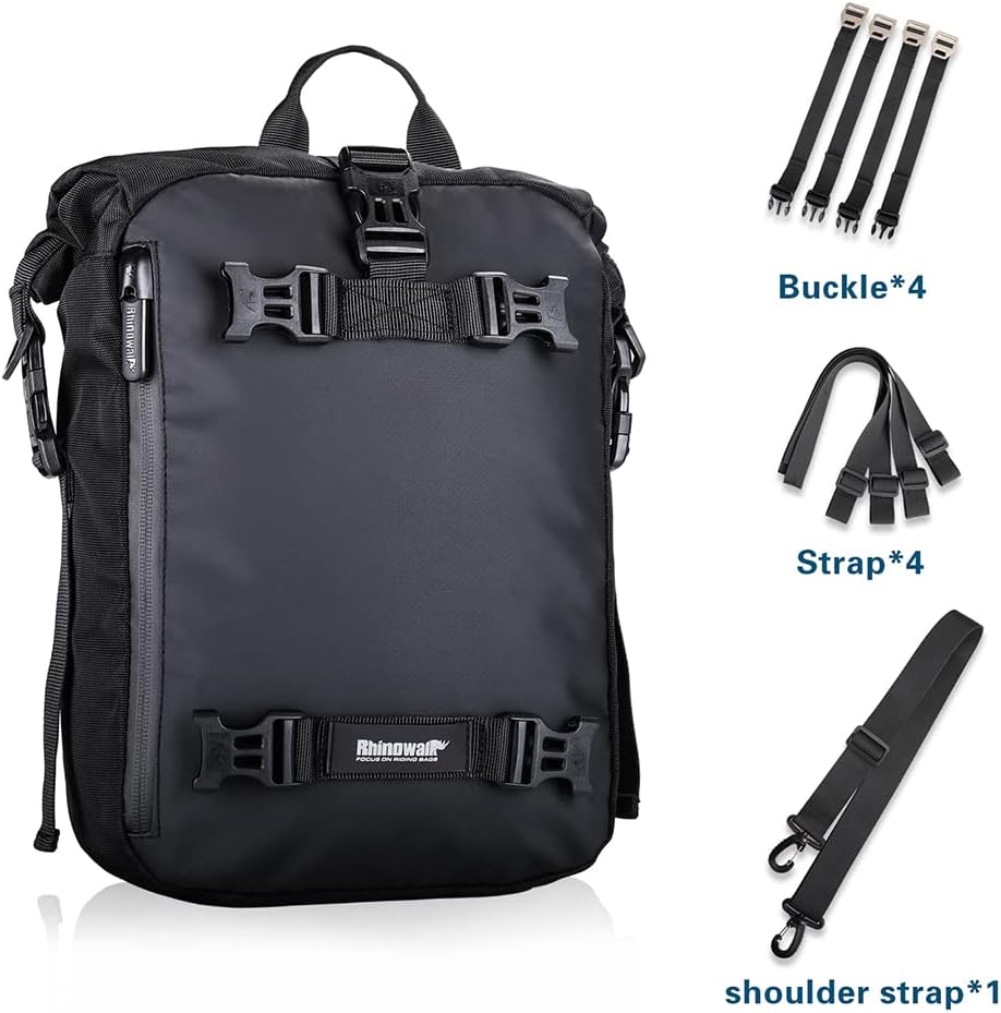 Detalle 2 de Rhinowalk Motor Pannier Bag 10L Waterproof Rear Rack Trunk Bag (Black) – modular rear luggage storage
