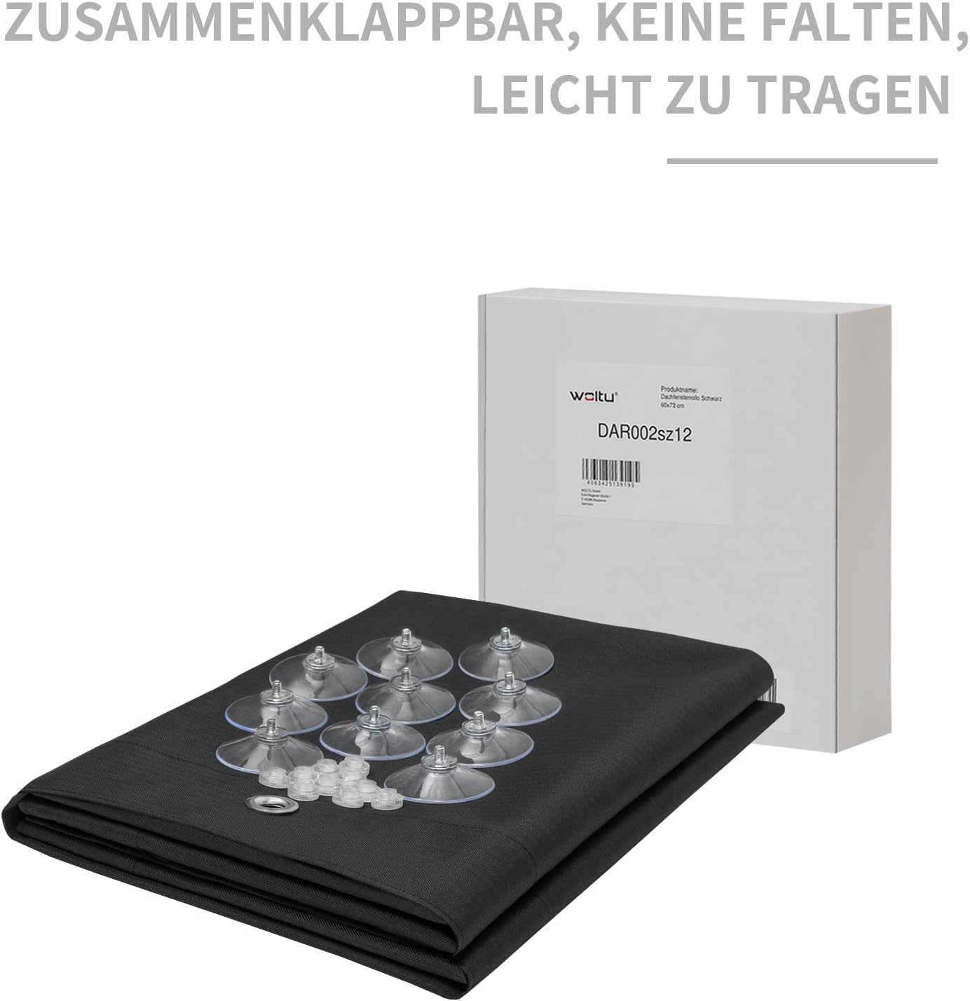 Detalle 2 de WOLTU Thermo Dachfenster Rollo ohne Bohren – Verdunkelung & Hitzeschutz für Velux- & Roto-Fenster (Schwarz, 57x100 cm)