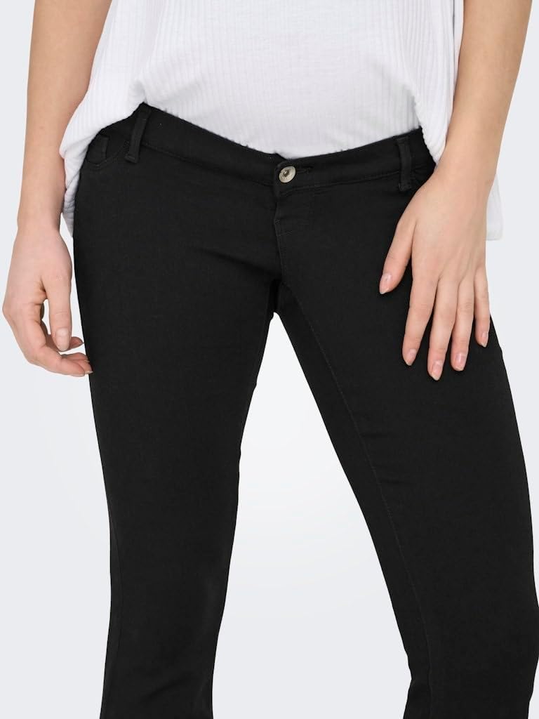 Detalle de Only Maternity Olmrain Life Reg Push Up Flared Noos – Black Denim, Größe L, W x 32L