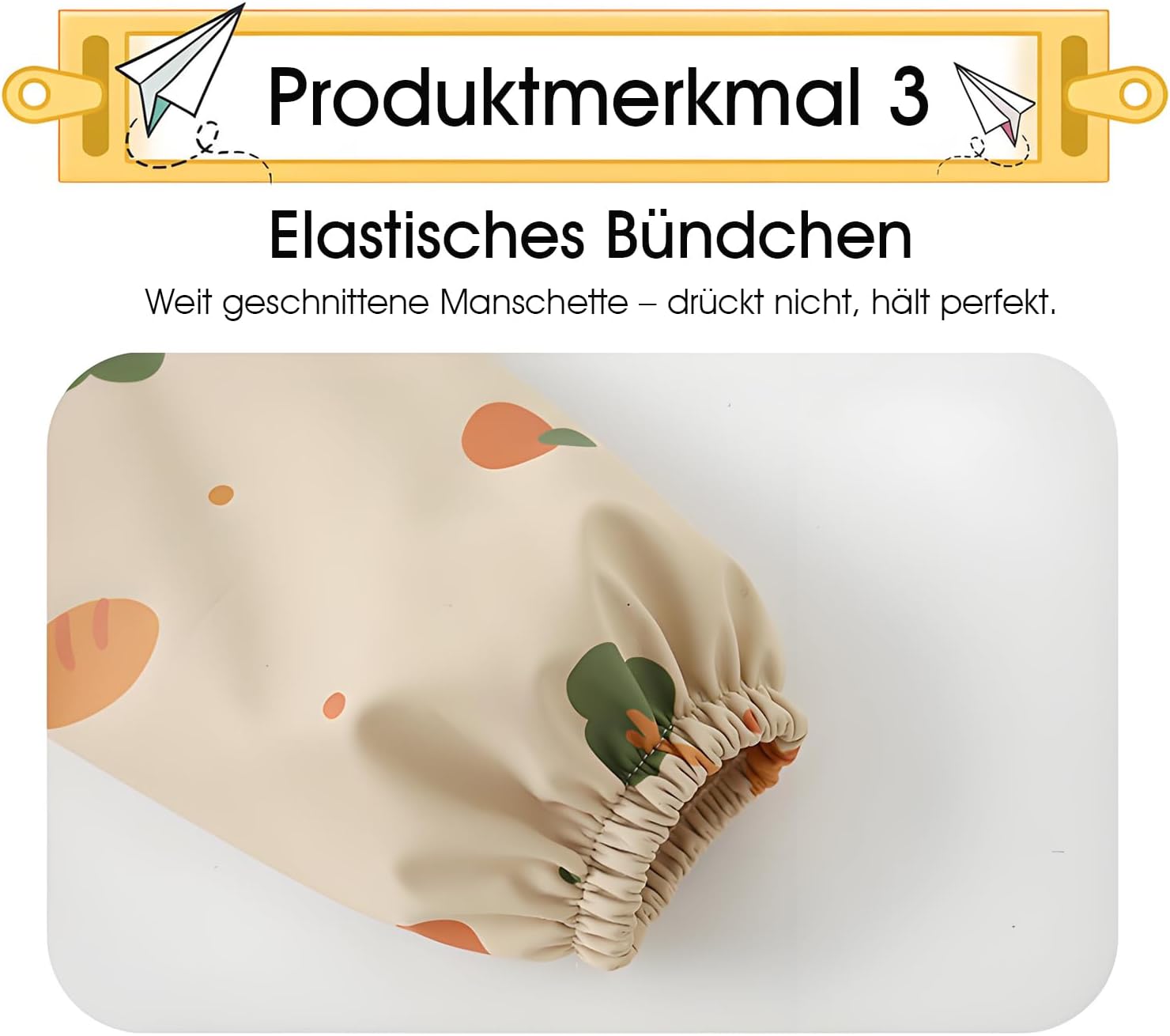 Detalle de MOJINL Baby Lätzchen mit Ärmeln – Weich, wasserdicht & waschbar, 2er-Set