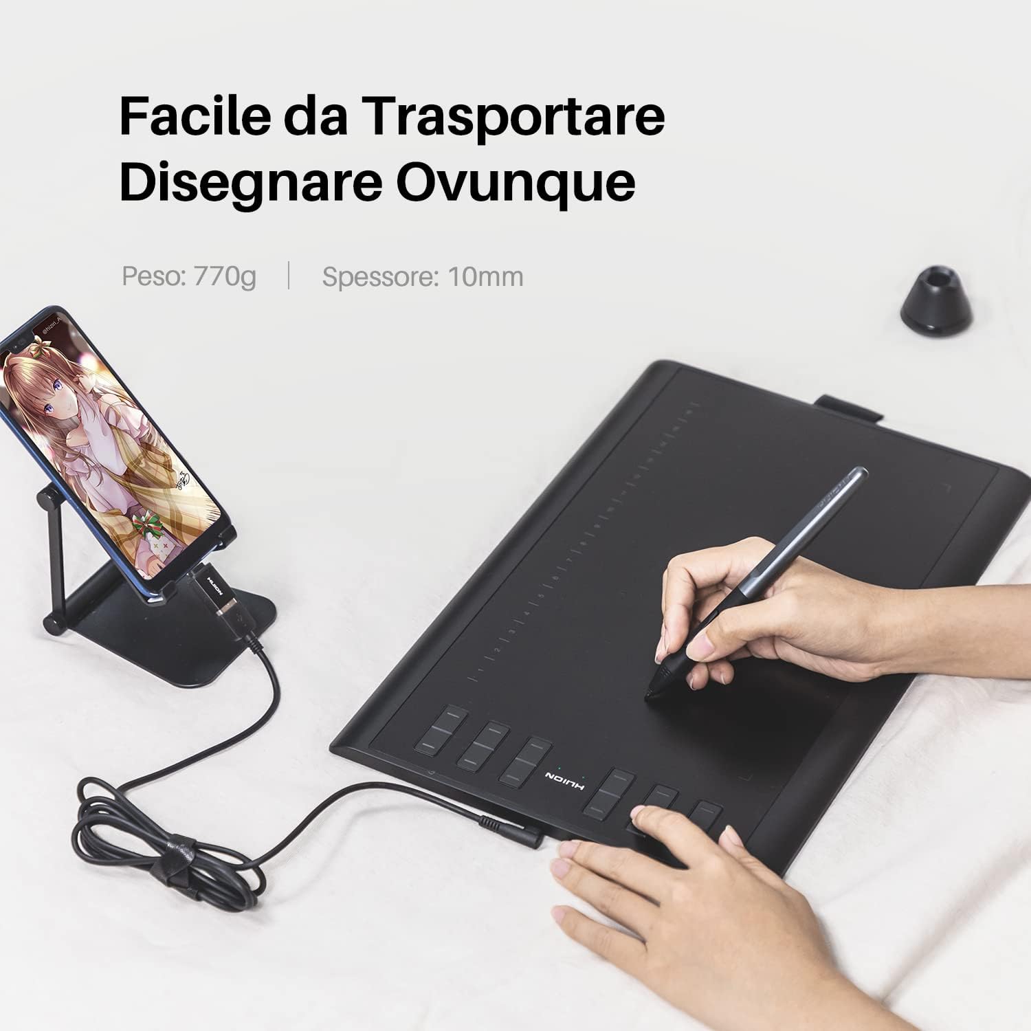 Thumbnail 3 de HUION H1060P: Tavoletta grafica 10 x 6,25 pollici con area di lavoro aurea e penna EMR senza batteria