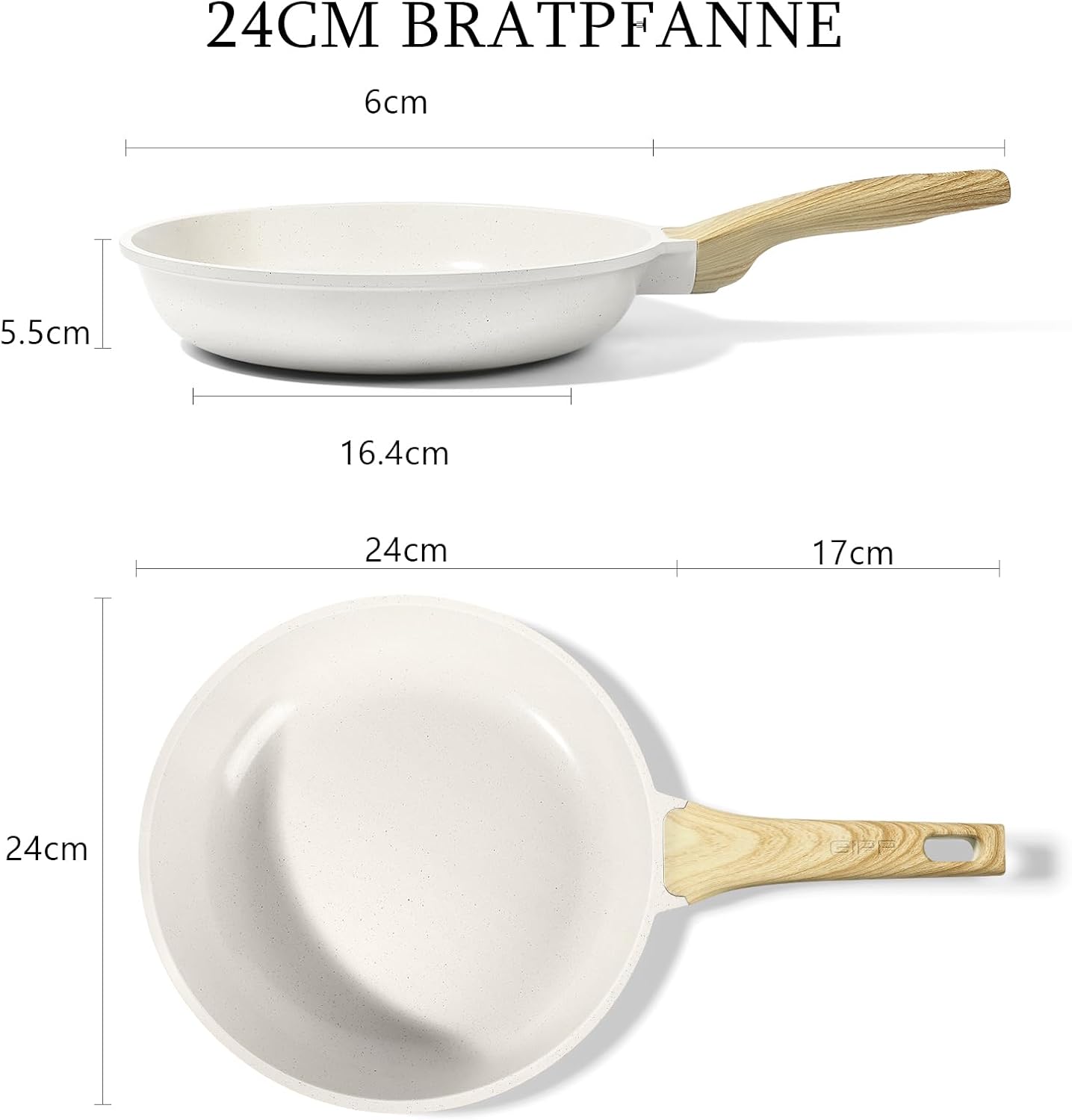 Thumbnail 1 de GiPP Padella Antiaderente 24 cm Bianco – Sana, atossica, compatibile induzione