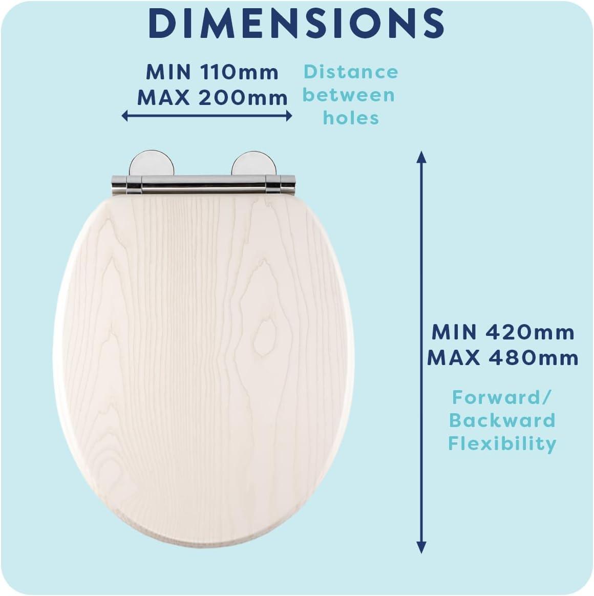 Thumbnail 6 de Croydex Maitland White Oak Wooden Toilet Seat with Soft Close, Quick Release & Flexi-Fix Hinges