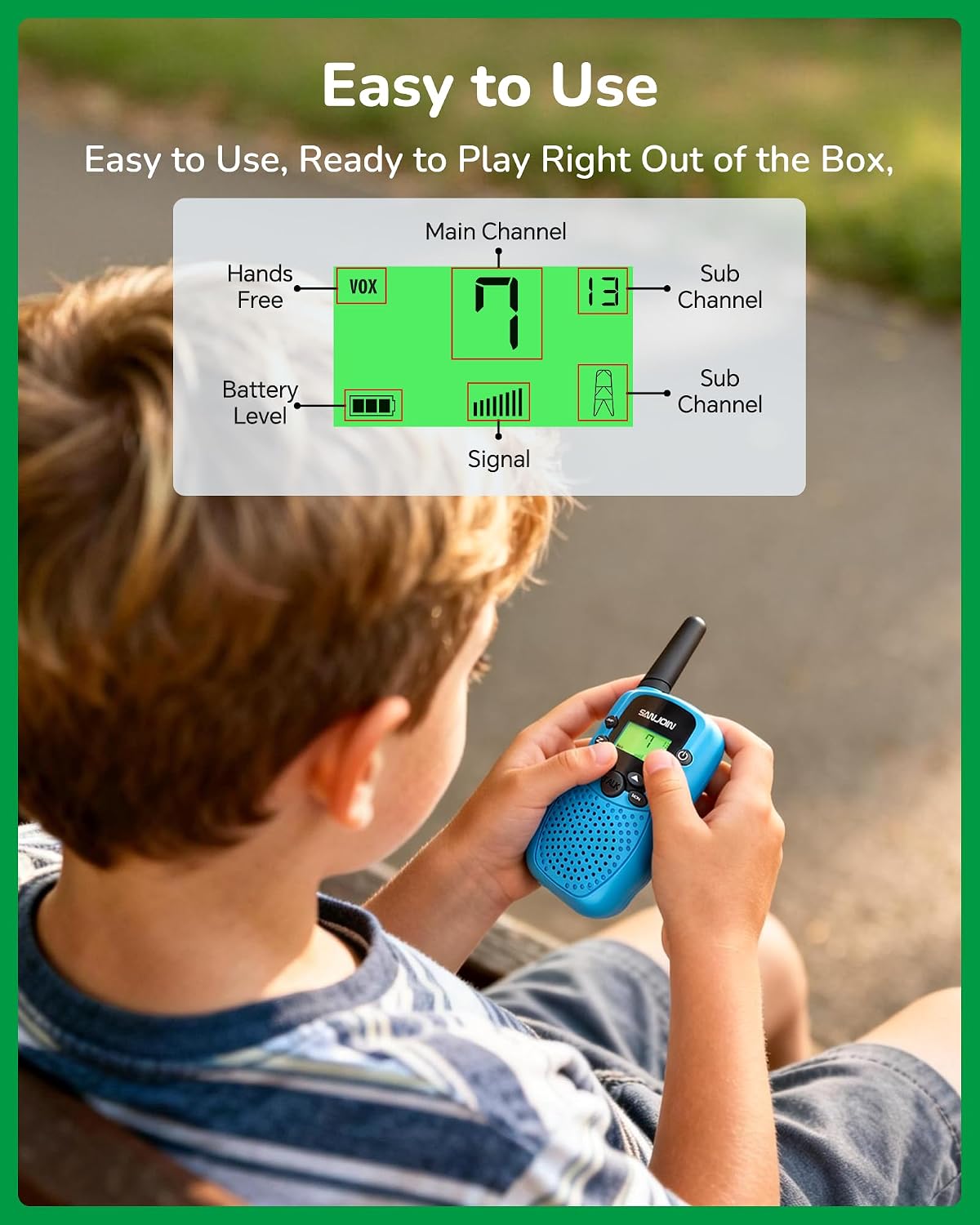 Detalle de Rechargeable Kids Walkie Talkies (2000mAh) for Ages 3–12 — 2-Way Radios with Long-Lasting Battery
