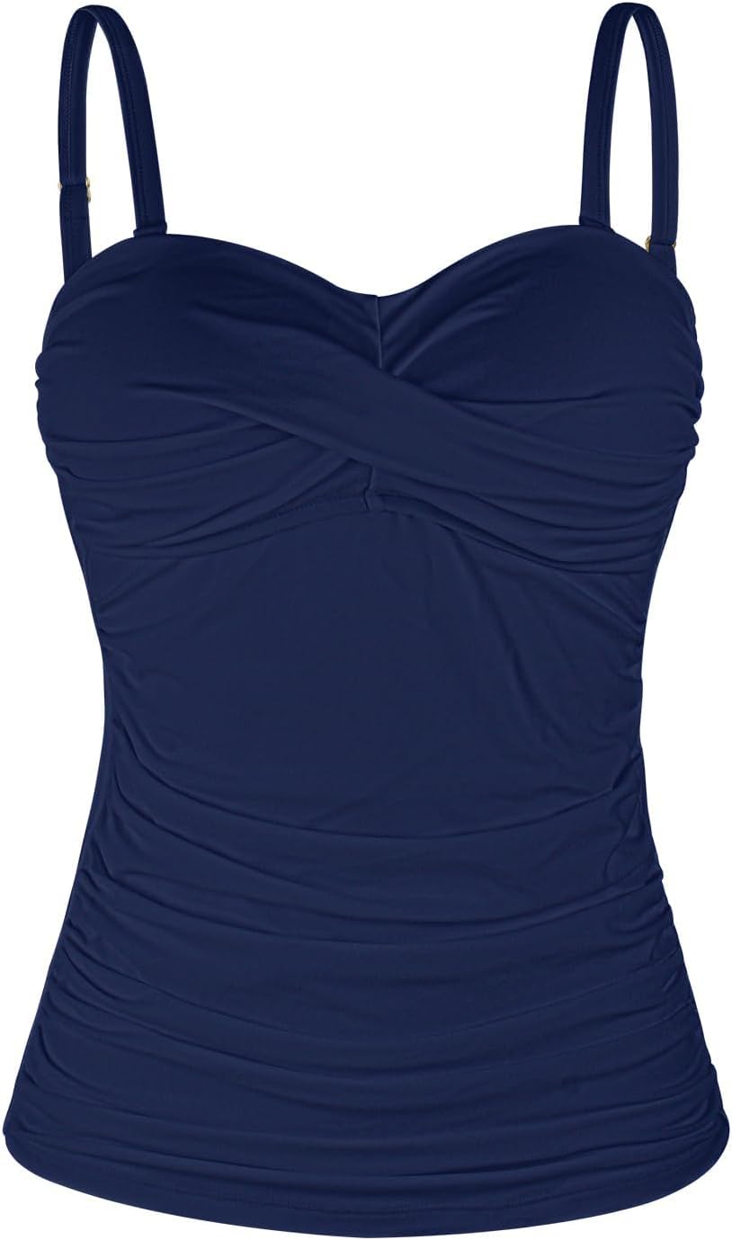 Detalle de Ocean Blues Women's Twist Bandeau Swimsuit Top with Ruched Tummy Control