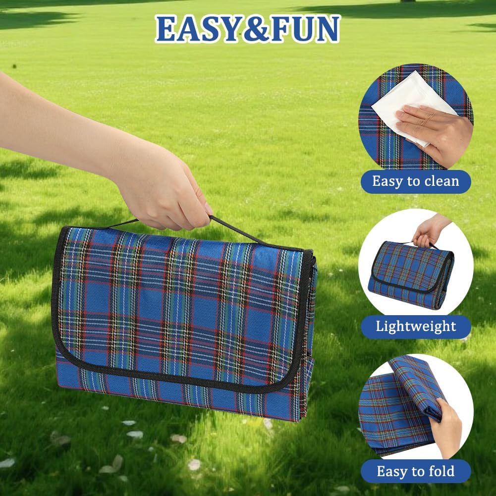 Thumbnail 2 de Alaoo Coperta da Picnic impermeabile 200 x 200 cm pieghevole con manico (Strisce Verdi)