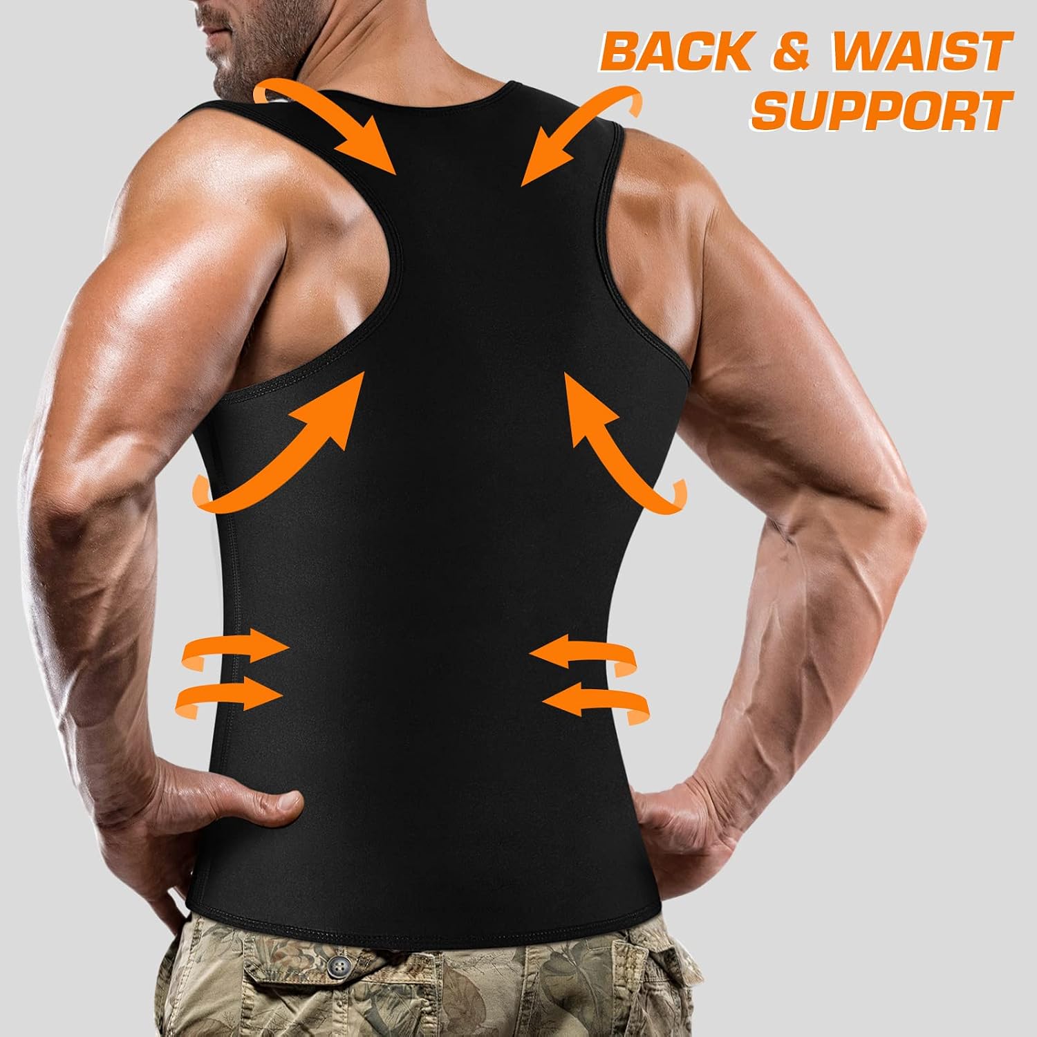 Detalle 2 de Cimkiz Men's Sauna Vest, Neoprene Compression with Adjustable Belt