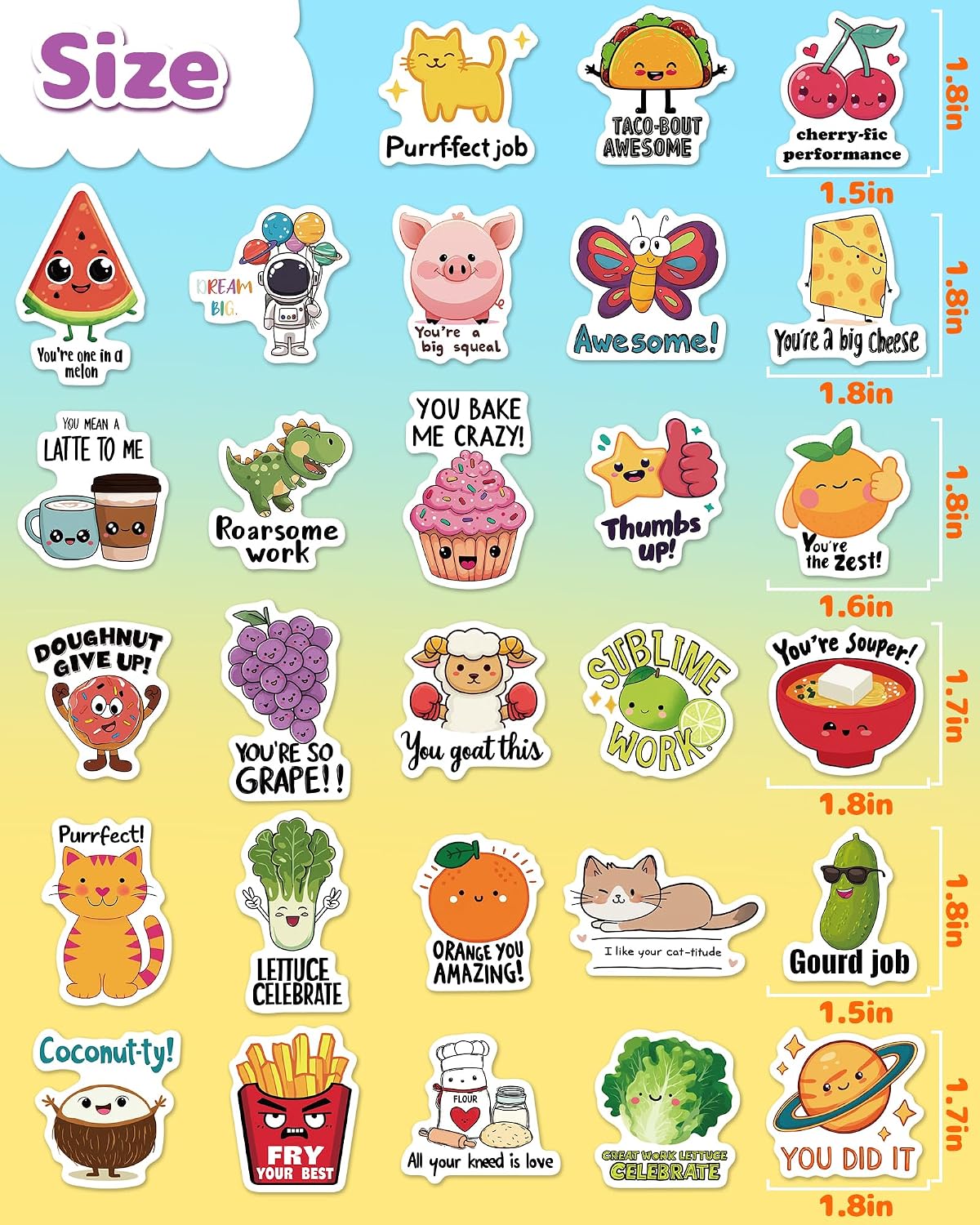 Detalle de pcnearty cute stickers Kids’ Vinyl Stickers, 200-Piece Waterproof Pack