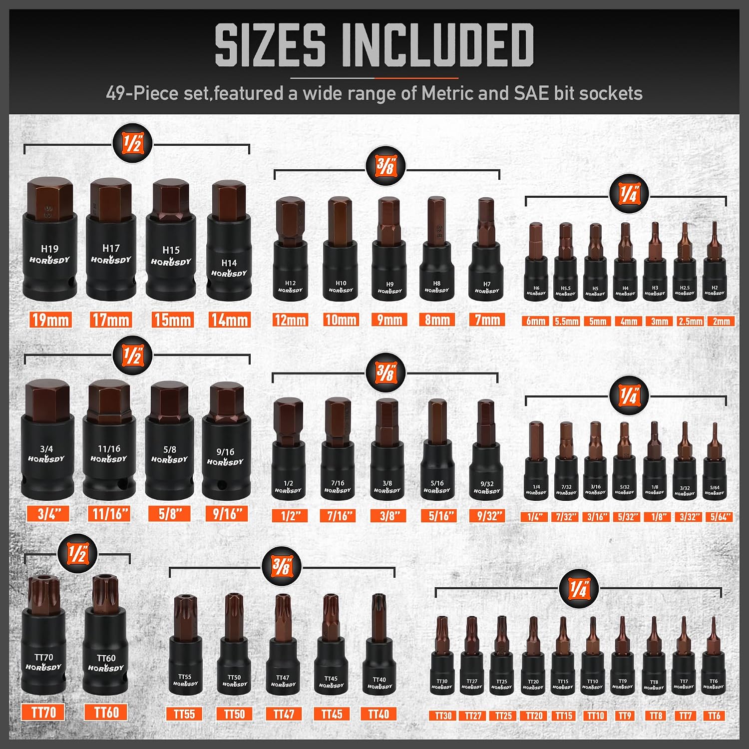 Detalle de HORUSDY Torx Socket Set, 66-Piece