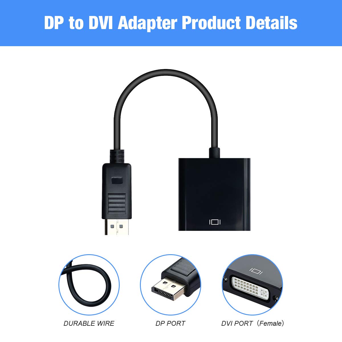 Thumbnail 2 de COVVY DP to DVI adapter cable 1080p