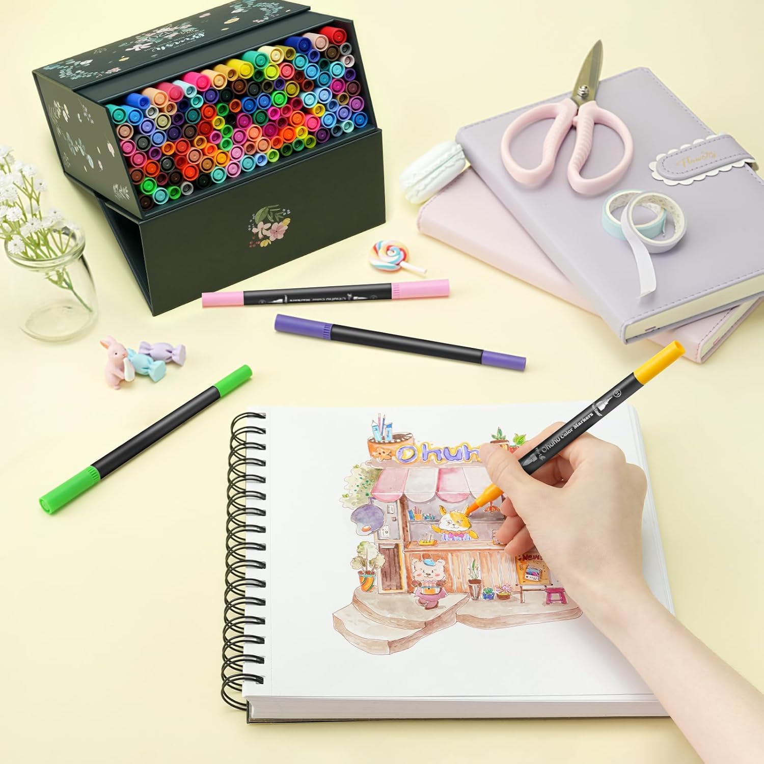 Thumbnail 3 de Ohuhu 120 Farben Dual Brush Pen Set mit Doppelspitze (Pinsel & Fineliner) – wasserbasierte Filzstifte