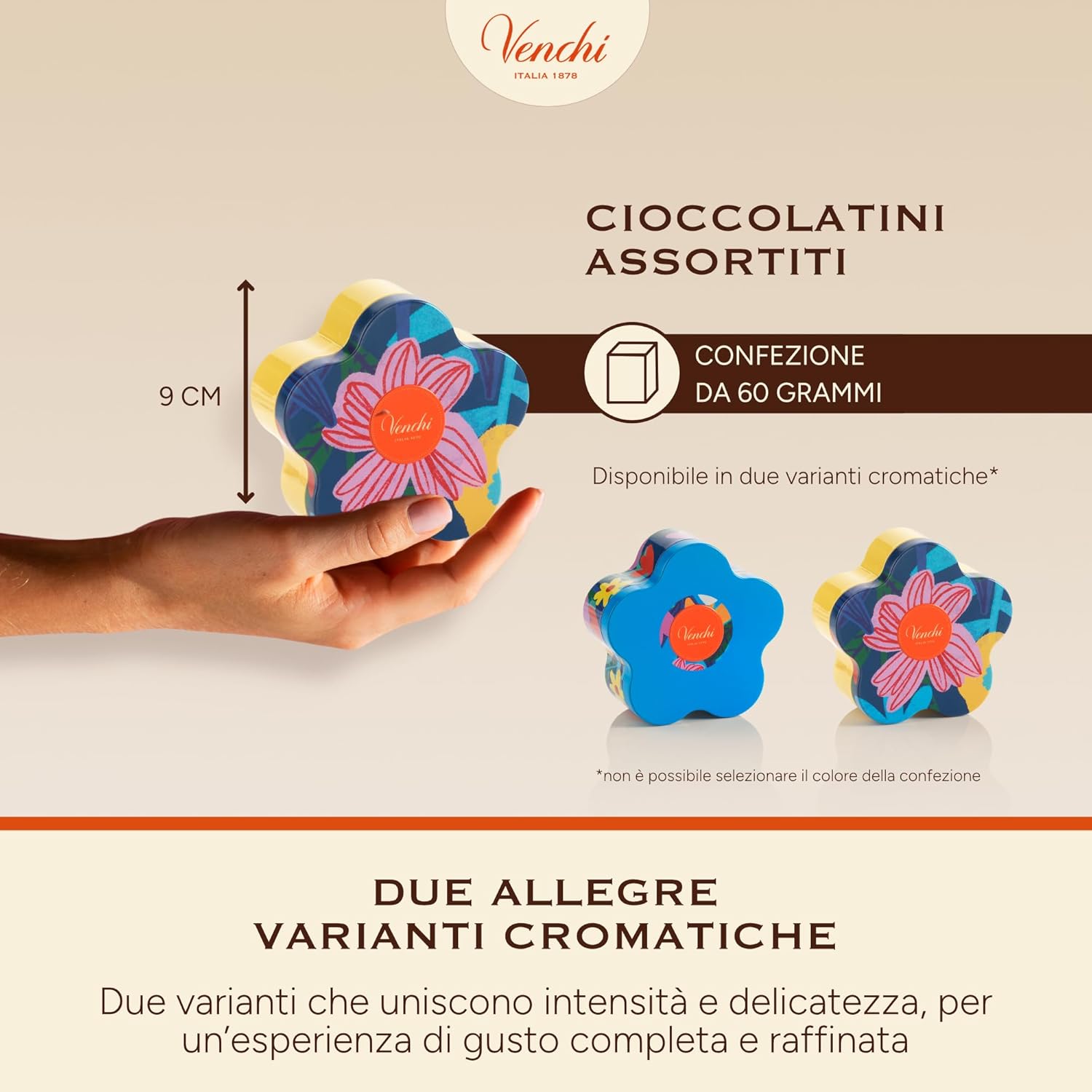 Detalle de Venchi Lattina a Forma di Fiorellino 60 g – 5 Perle Assortite, Senza Glutine, Collezione Primavera