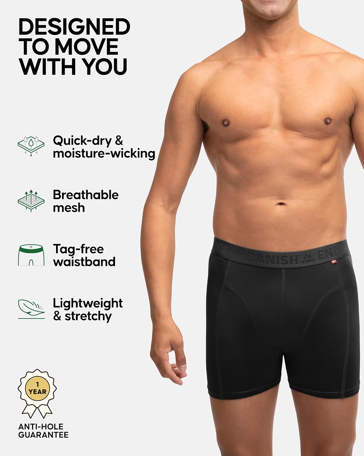 Detalle 2 de DANISH ENDURANCE Mens Boxers 6-pack 🩲