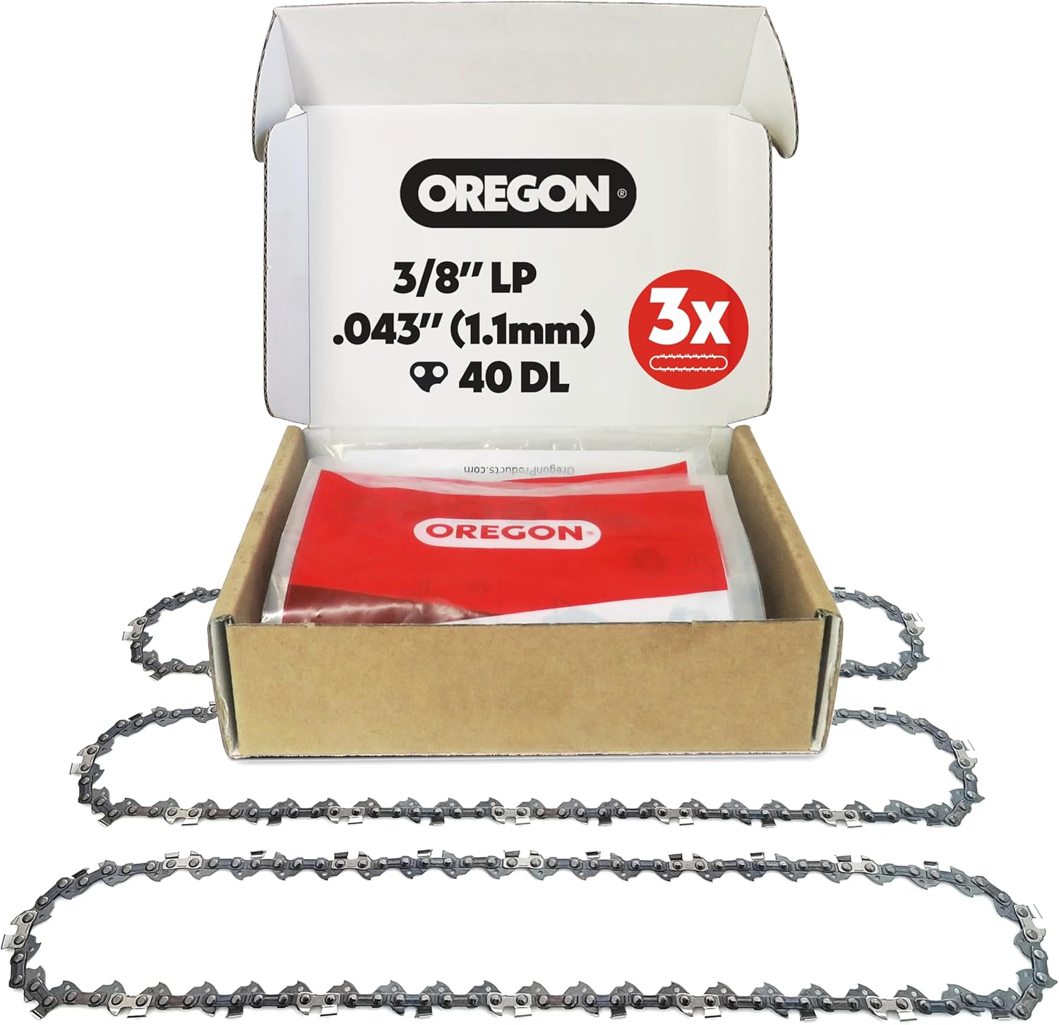 Thumbnail 6 de Oregon 3/8" LP Saw Chain, .043" Gauge for 10" Bar – 40 Drive Links (Low-Kickback) for Ryobi, Husqvarna, Makita, Worx and More