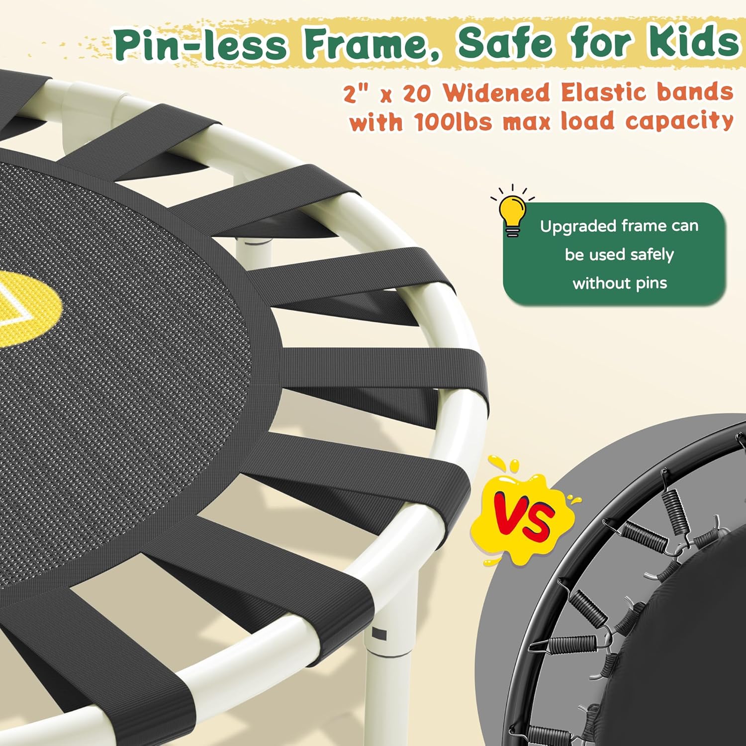 Thumbnail 4 de 3FT Toddler Trampoline with Adjustable Handlebar – Foldable, Spring-Free, for Ages 1-6