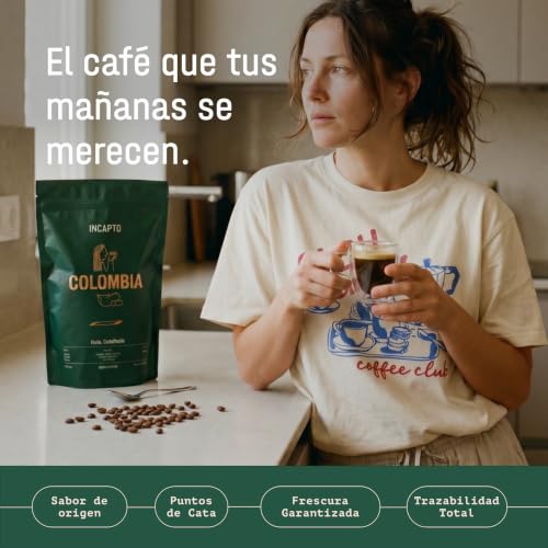 Detalle de Incapto Café en Grano de Especialidad 1 kg — Origen Colombia, 100% Arábica, Tueste Natural y Artesanal