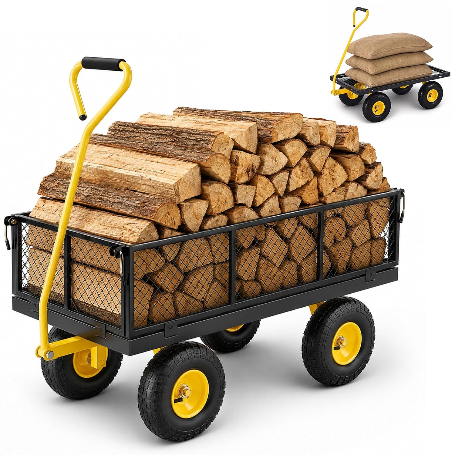 Detalle de VEVOR V500 tuinwagen, 226,80 kg draagvermogen en 25,4 cm banden