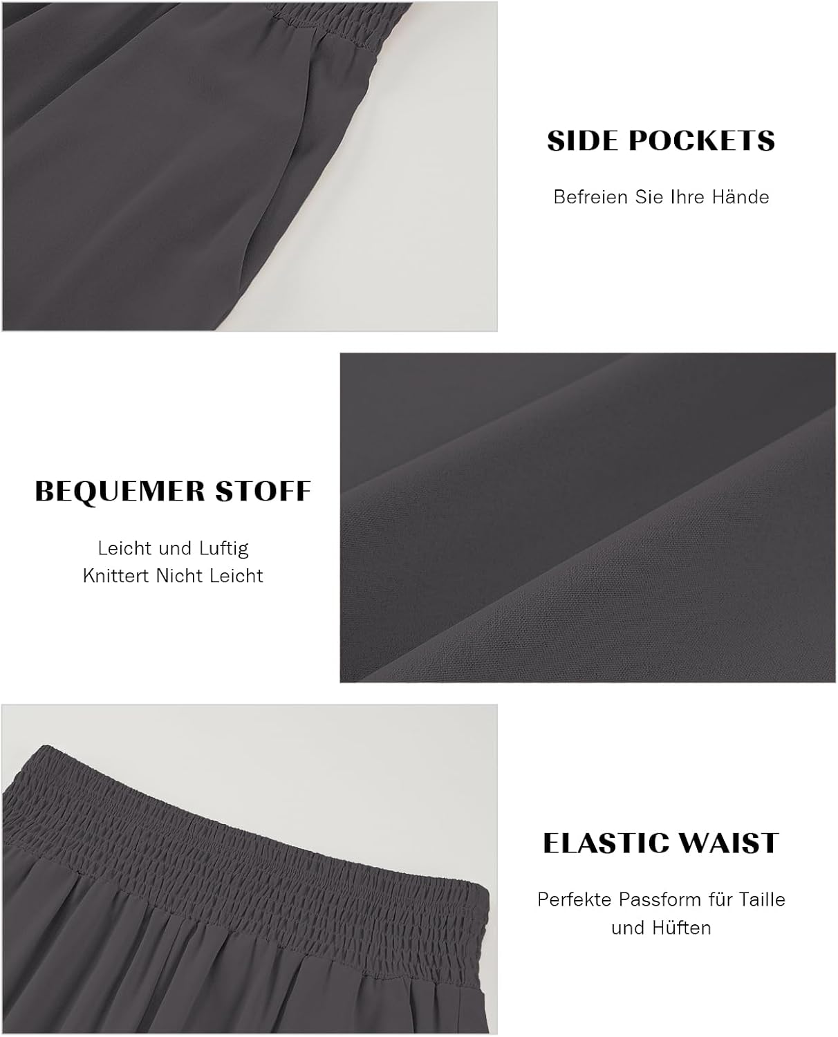 Detalle de HMIYA Damen 3/4 Culotte Hose – Leichte Weites Bein Sommerhose