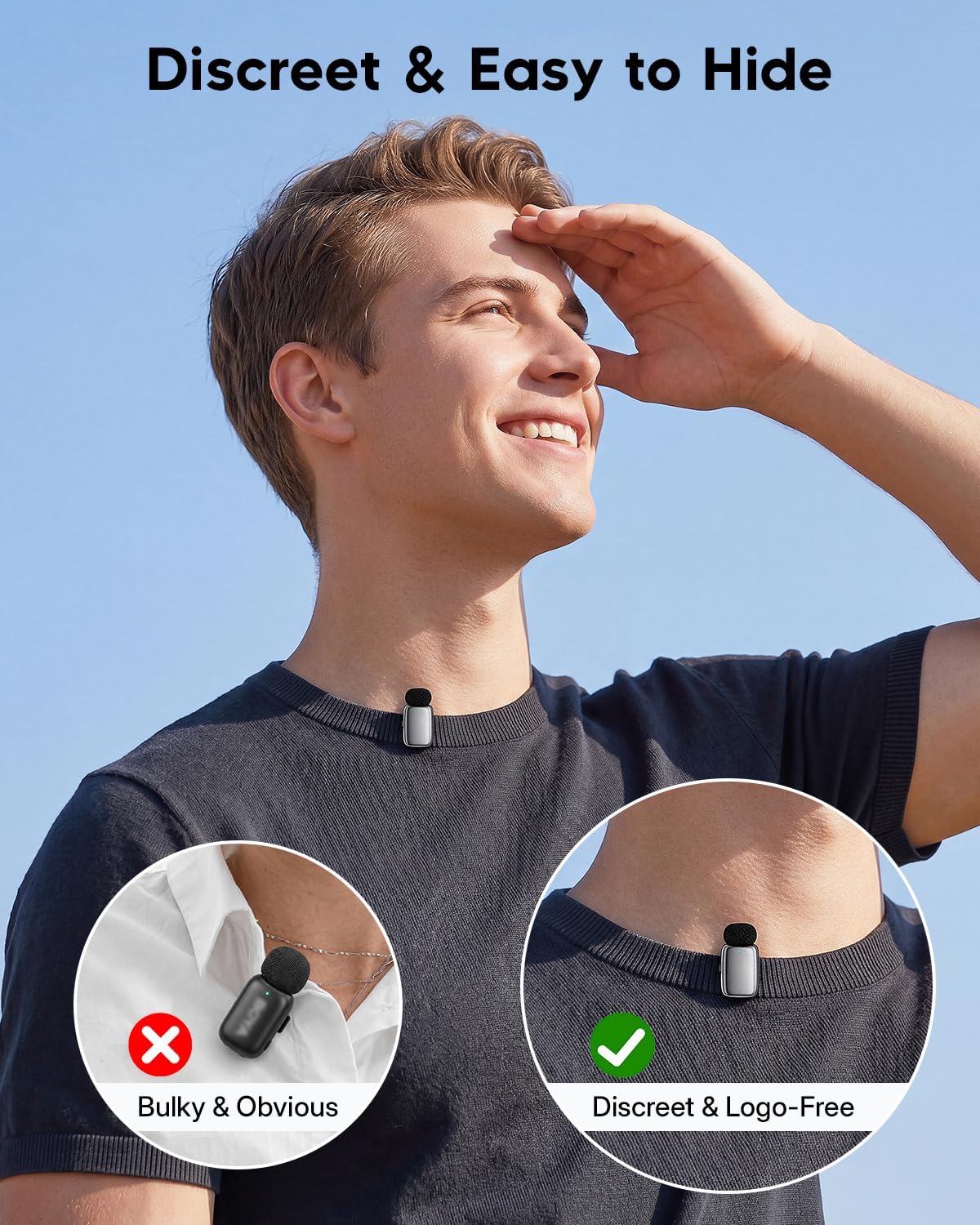 Detalle de ZealSound M6 Mini Wireless Lavalier Microphone with Dual Mics and Noise Reduction