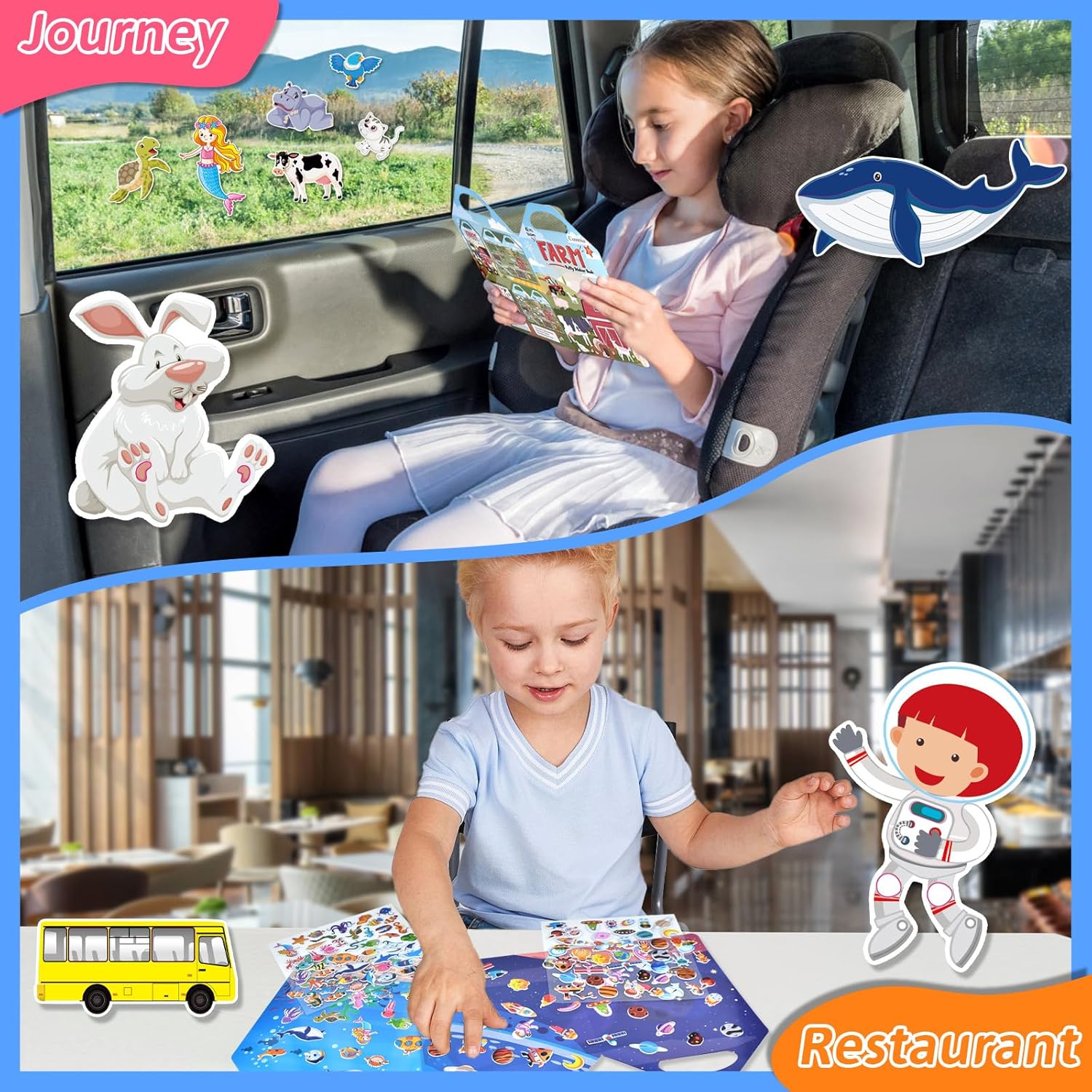 Thumbnail 6 de Cosomia 6 Set Puffy Sticker Books Activity for Kids (260pcs): 3D Reusable Sticker Books for Travel and Play