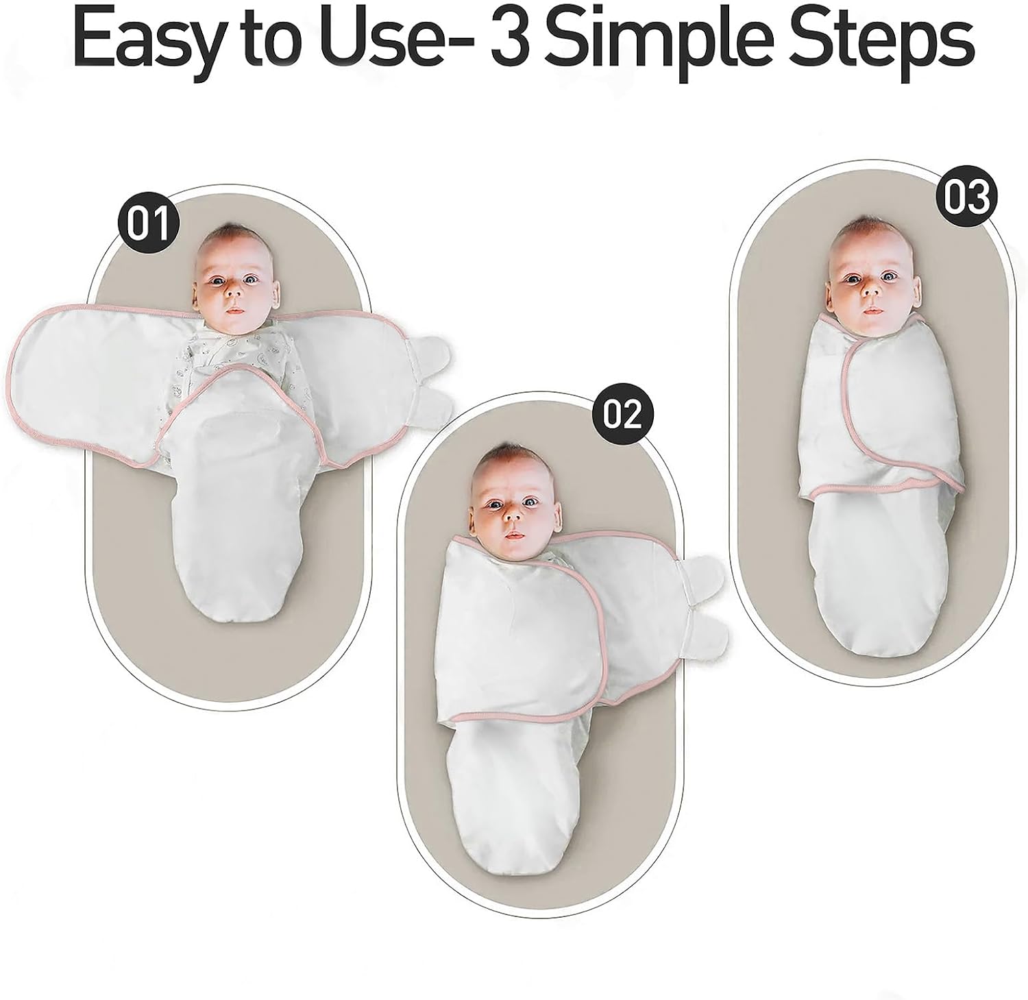 Detalle de GLLQUEN BABY Baby-Schlafsack im Wickel-Stil (0–3 Monate) aus 100% Bio-Baumwolle, Oeko-Tex 100, Unisex 3er Pack