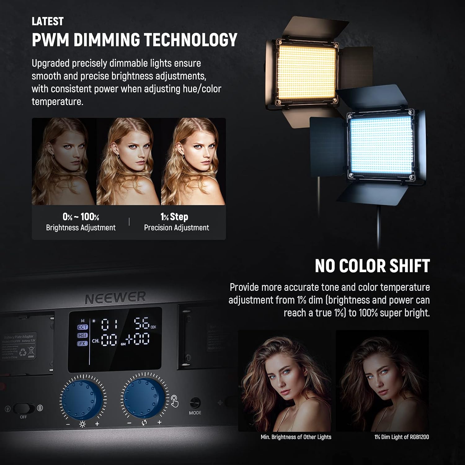 Detalle 1 de Neewer RGB1200 60W RGB LED Video Light