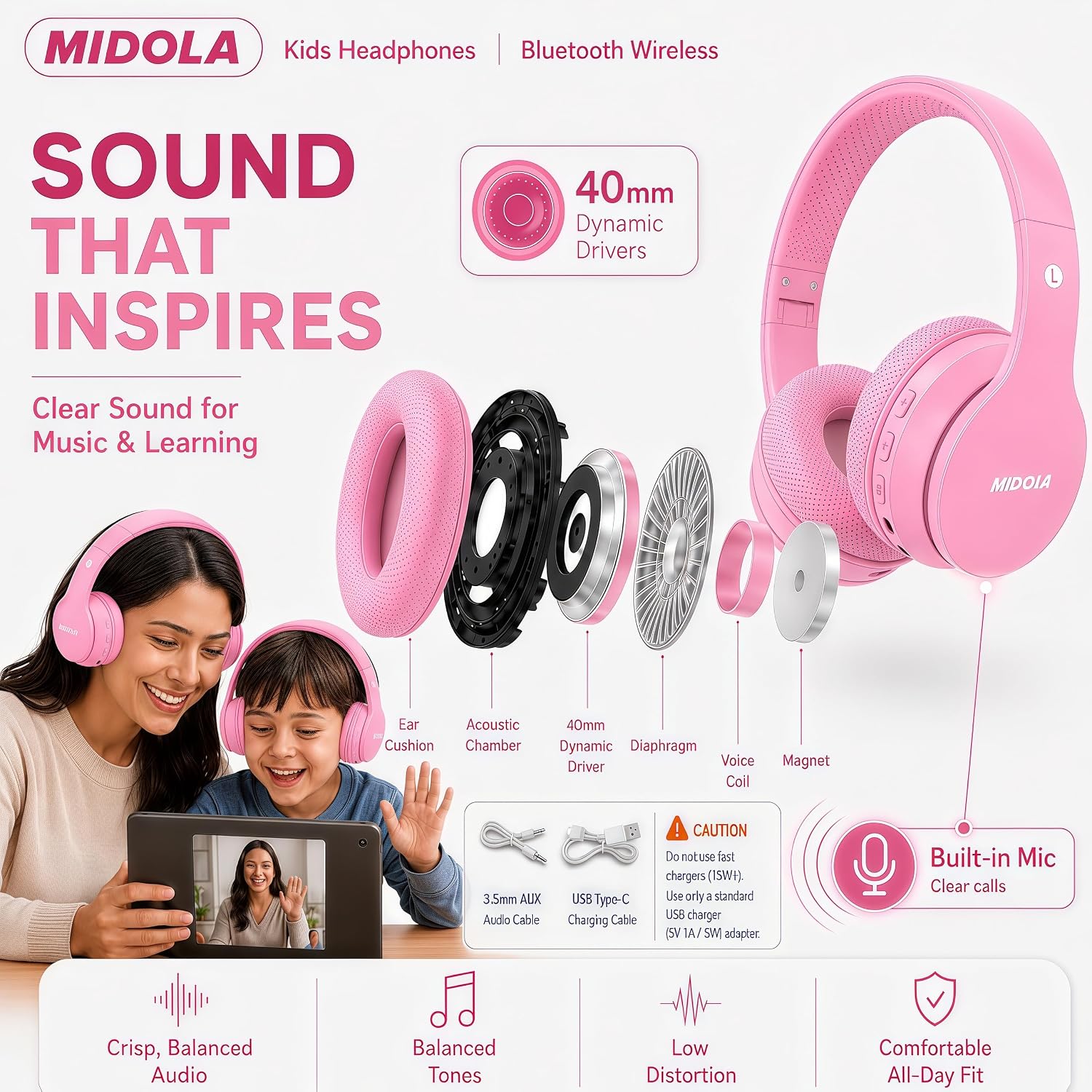 Thumbnail 6 de MIDOLA Kids Headphones Bluetooth 68H Play Time