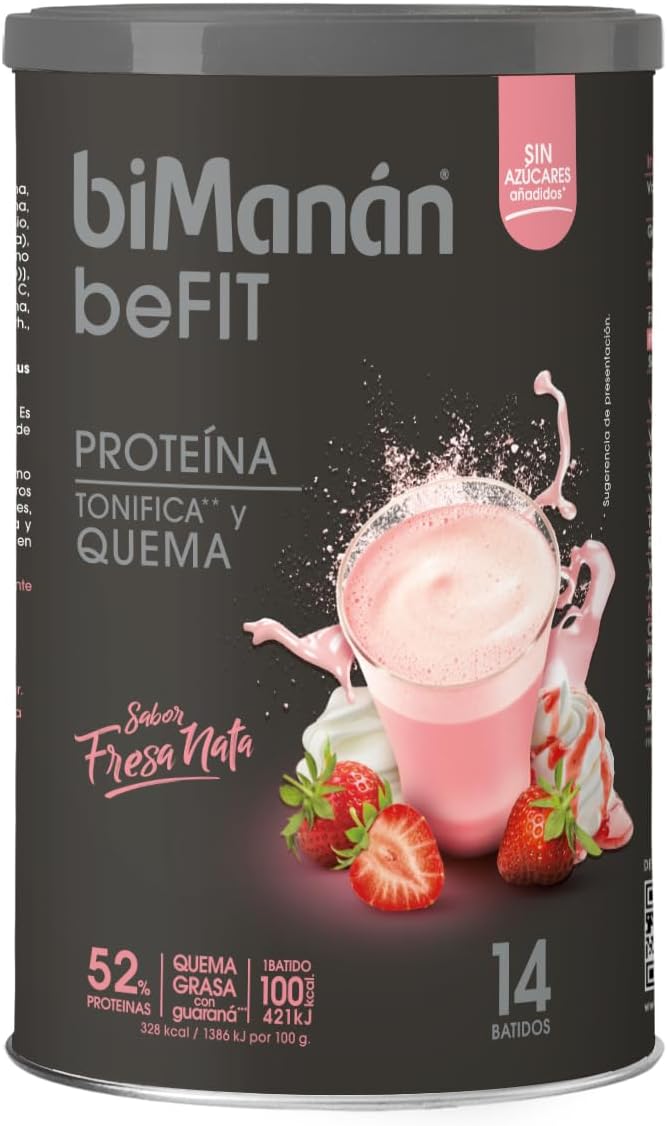 Detalle de biManán Batido de Proteína Fresa y Nata 🍓💪 14 sobres
