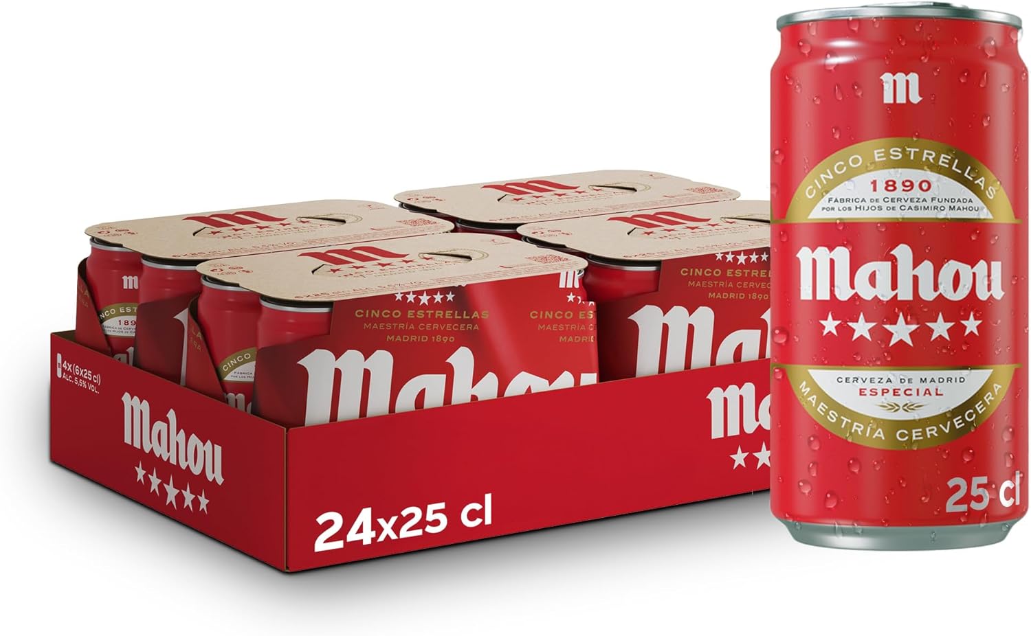 Thumbnail 6 de Mahou 5 Estrellas, Pack 24 Latas 33 cl, Cerveza 🍺
