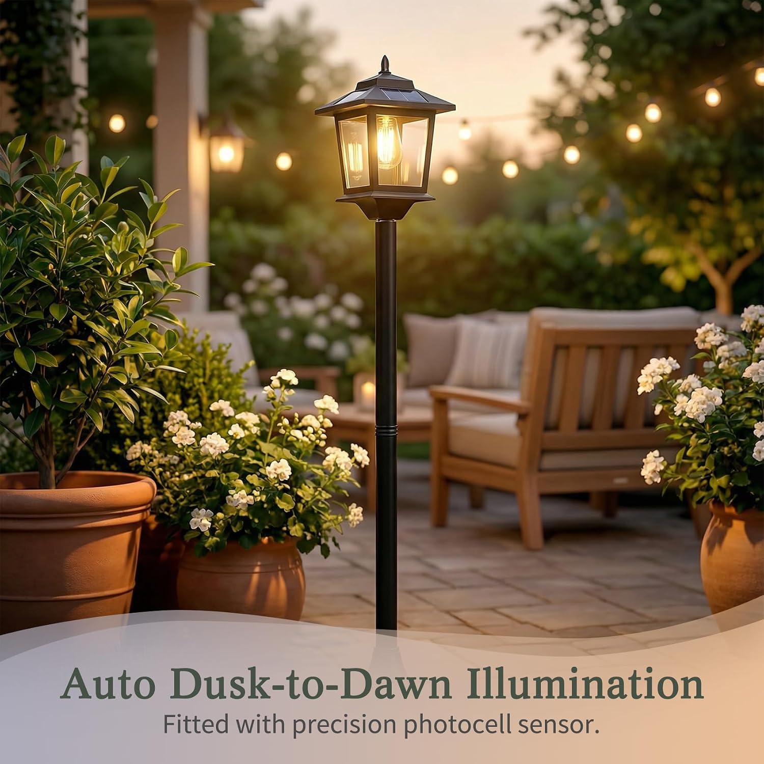 Detalle de PASAMIC 05I-01 Solar Post Lights, 2-Pack, 63-Inch, Warm White, Dusk-to-Dawn