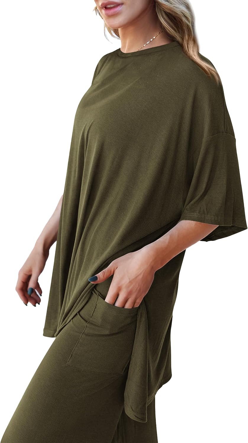 Detalle de PRETTYGARDEN Two Piece Sets for Women: Summer Lounge Set in 2-Piece Knitted Comfort