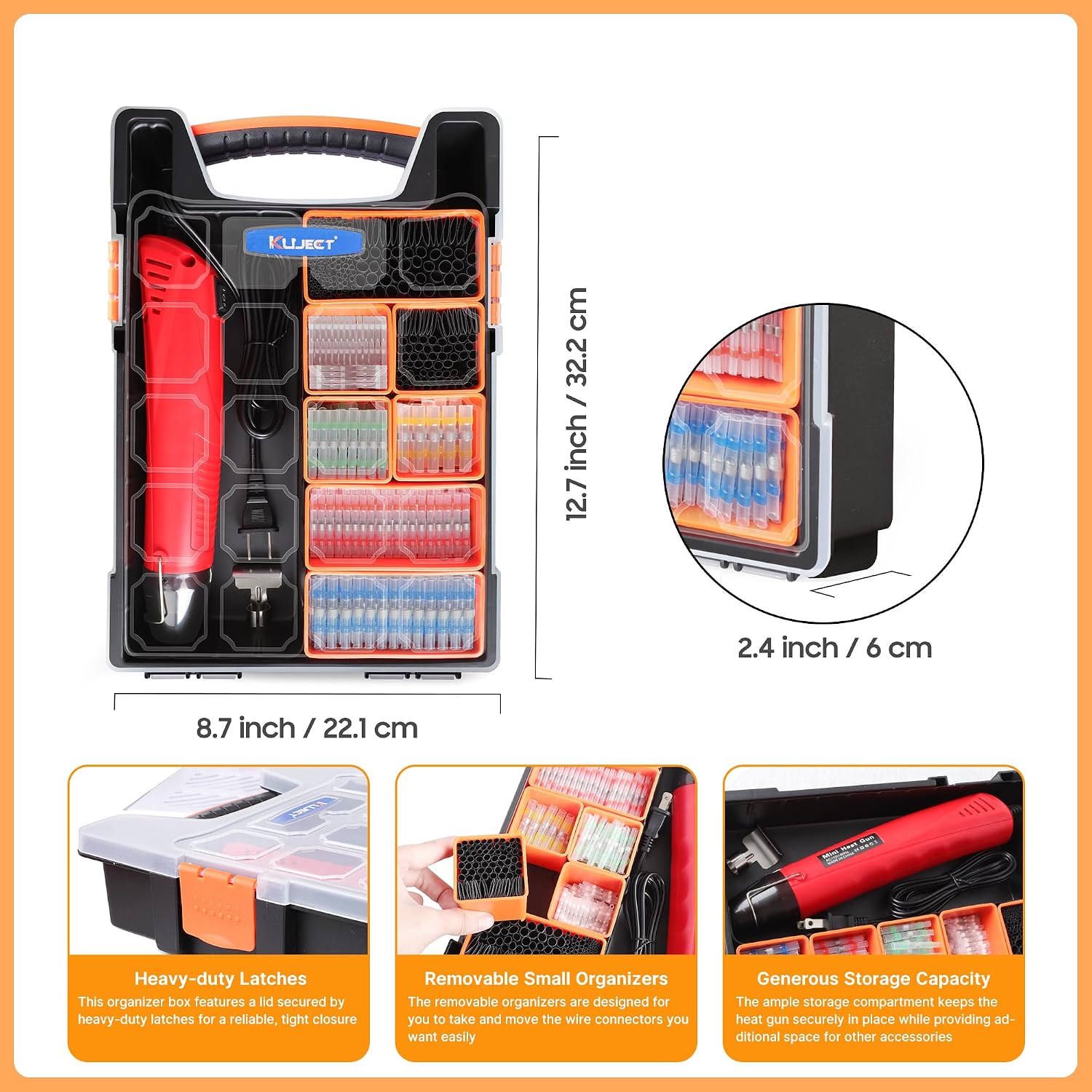 Detalle de Kuject SSHG820 Mini Heat Shrink Gun Kit, 820-Piece Waterproof Connectors