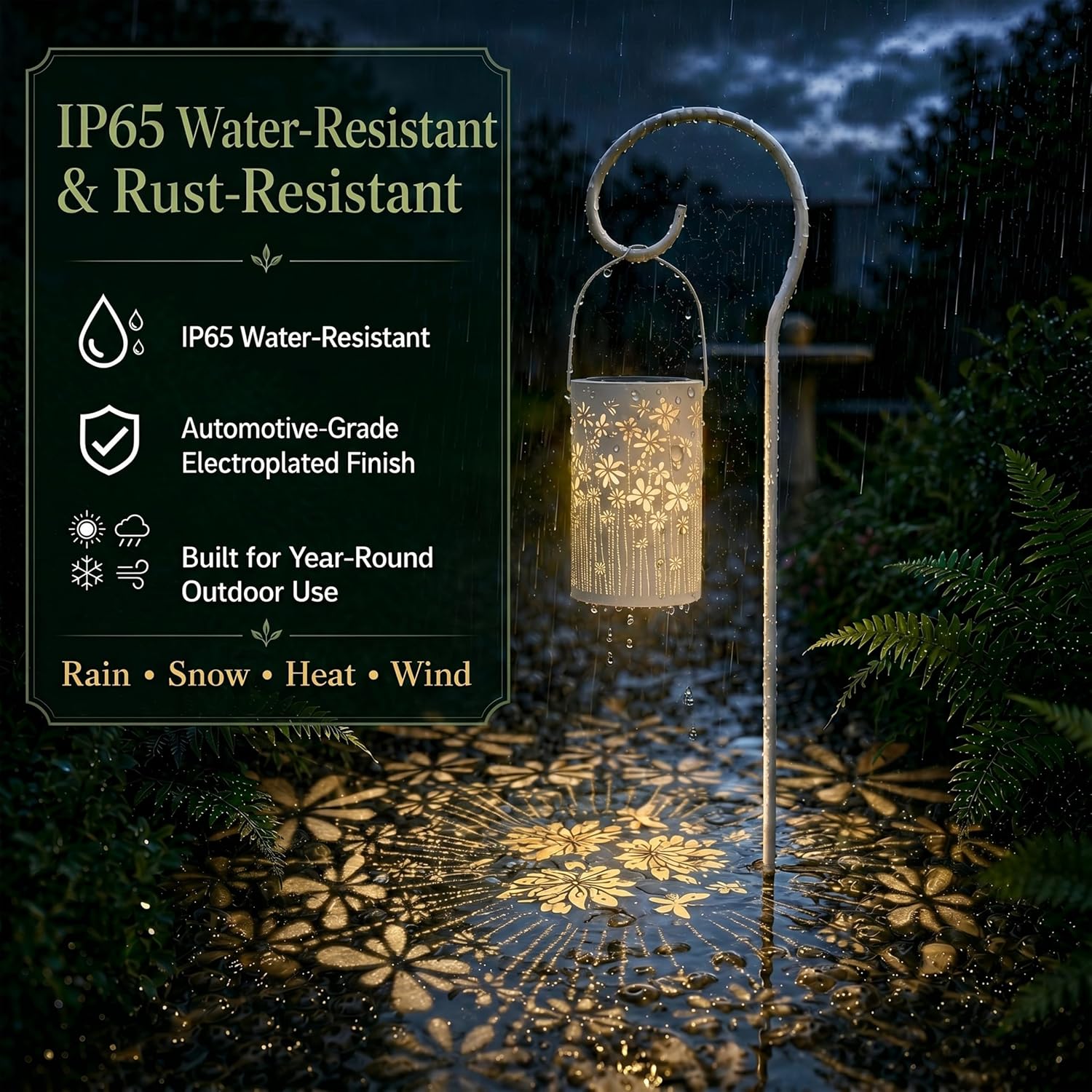 Detalle de Freekite Solar Lantern for Garden with Shepherd’s Hook (IP65) – metal outdoor decorative path light